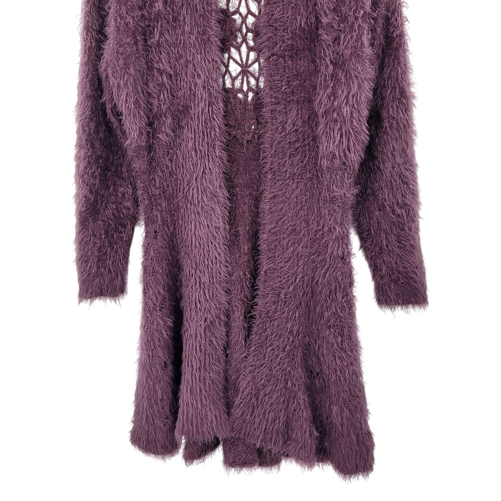 Vintage Eyelash Purple Crochet Tunic Cardigan Coatigan M Chic A-line Size M / US 6-8 / IT 42-44 - 8 Thumbnail