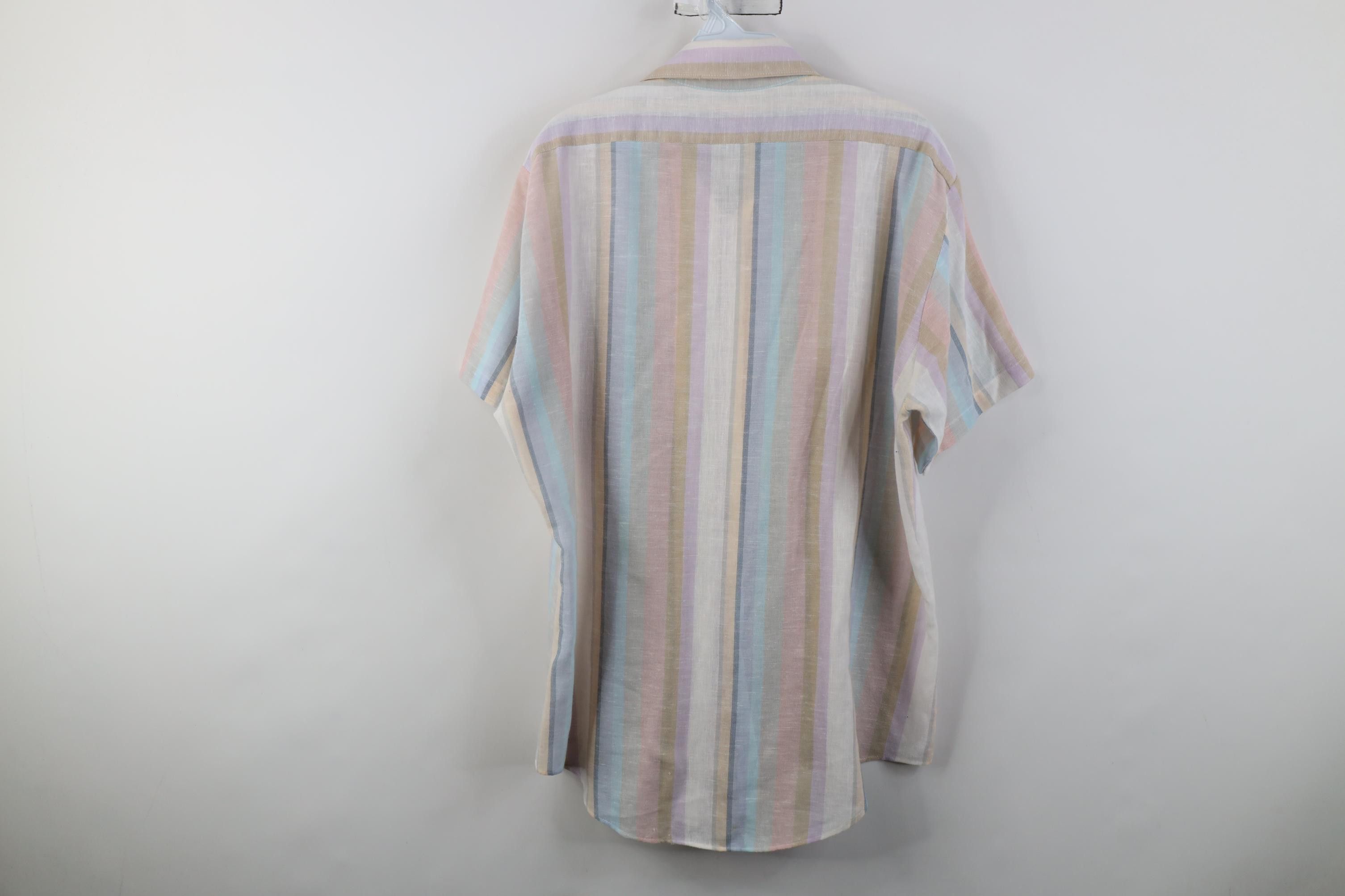 Vintage Vintage 70s Streetwear Knit Pastel Striped Button Shirt USA Size US L / EU 52-54 / 3 - 12 Thumbnail