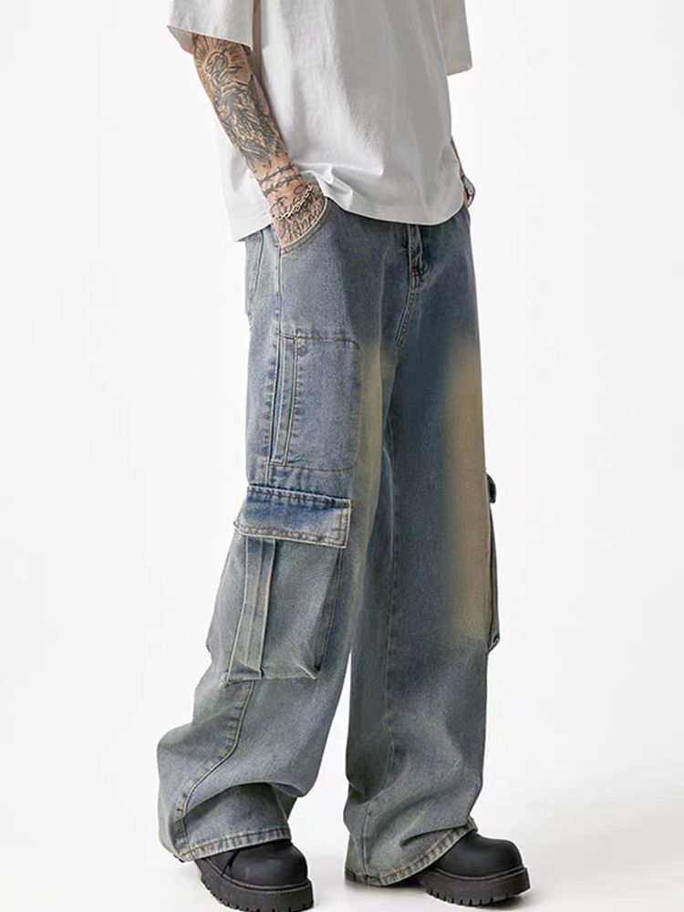 image of Light Blue High Street Vintage Loose Jeans, Men's (Size 33)