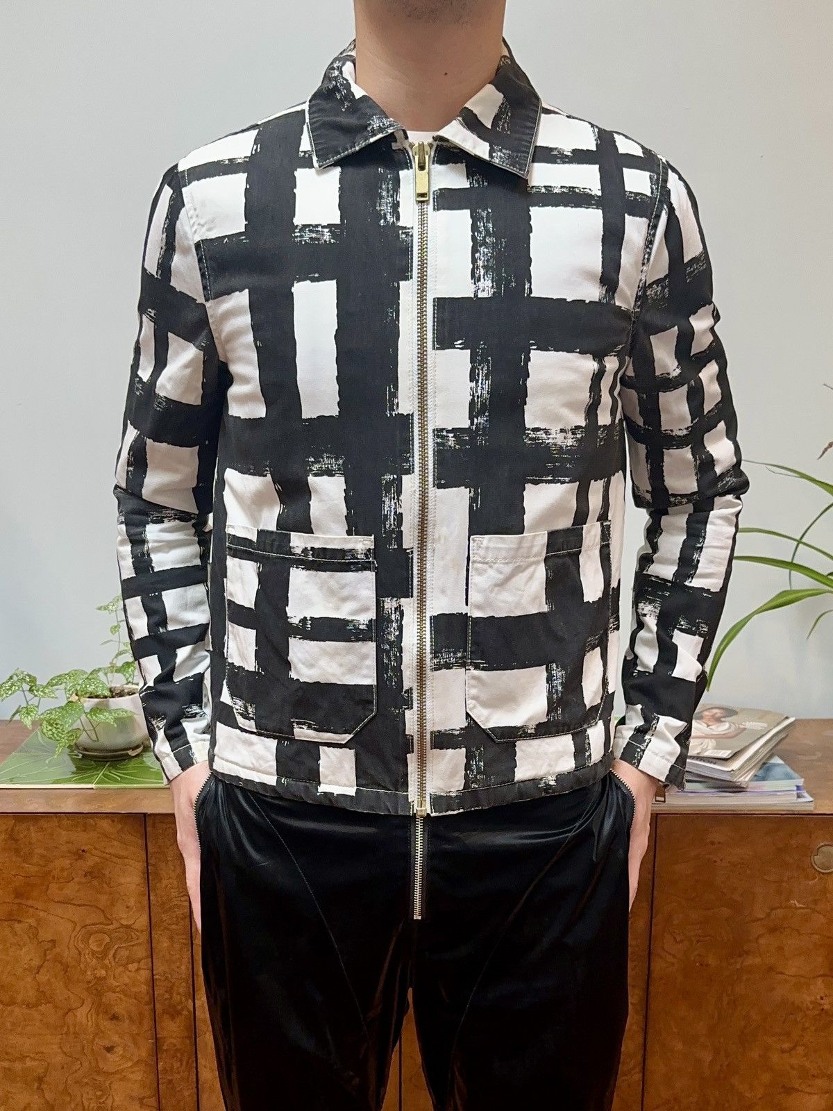 Other Paintbrush Grid Cotton Jacket W Quilted Lining Size US S / EU 44-46 / 1 - 2 Thumbnail