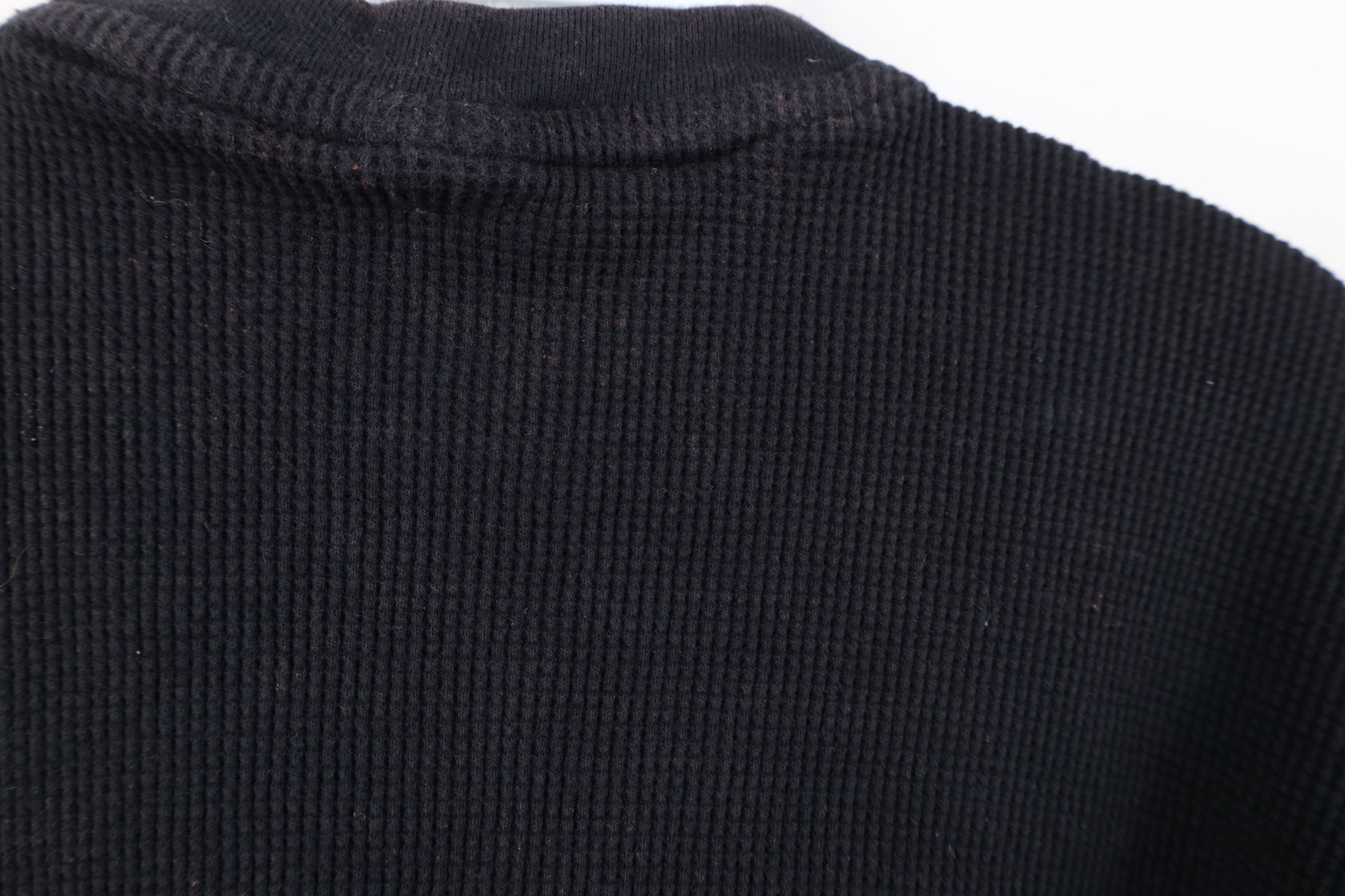 Vintage Vintage 90s Y2K Streetwear Thermal Waffle Knit T-Shirt Black Size US M / EU 48-50 / 2 - 8 Thumbnail