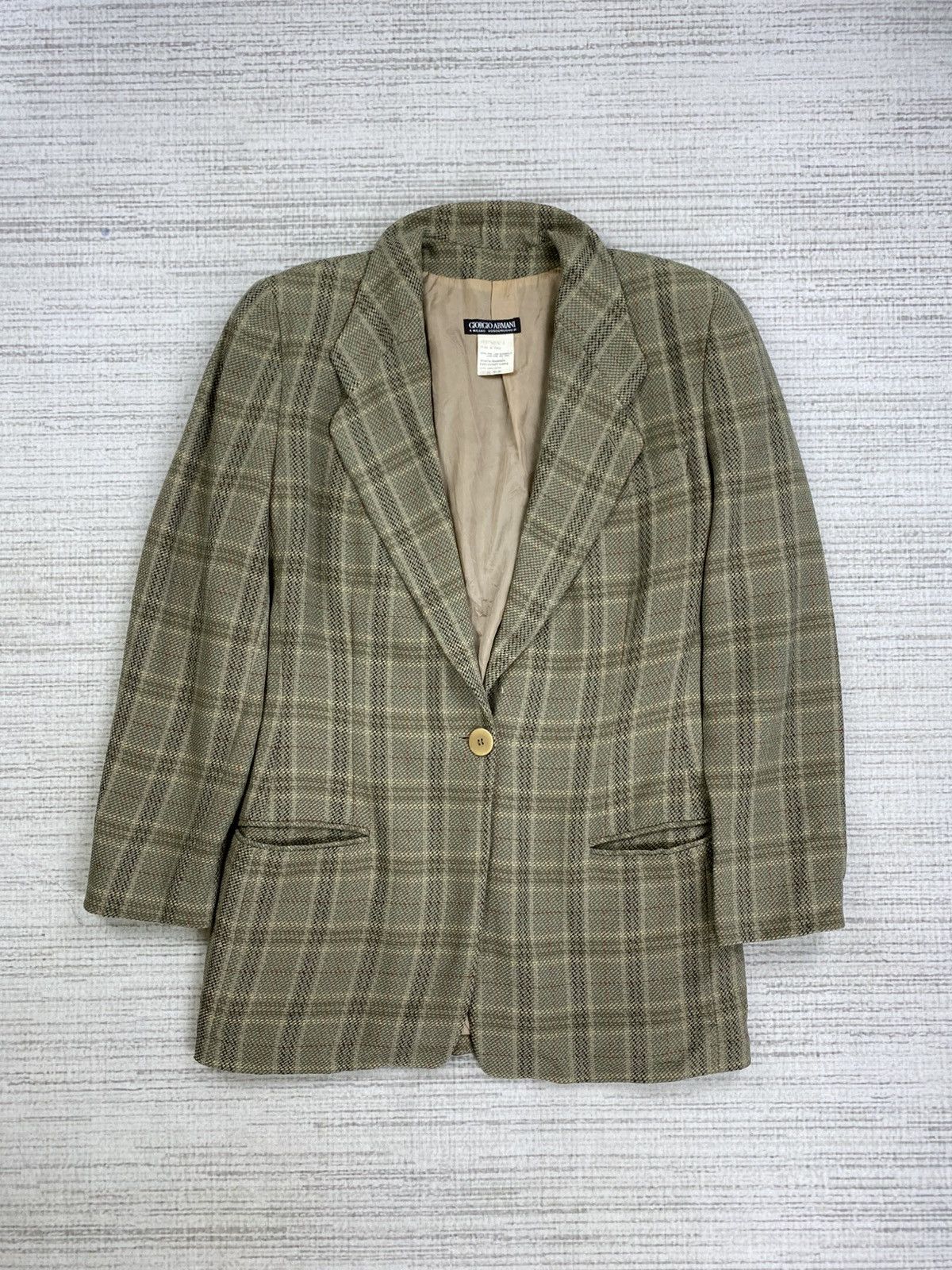 Giorgio Armani Vintage Giorgio Armani Plaid Pattern Double Breasted Blazer Size US M / EU 48-50 / 2 - 1 Thumbnail
