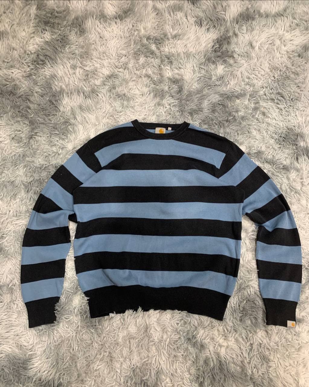 Pre-owned Carhartt X Vintage Carhartt 90's Sailors Stripped Knit Long Sleeve In Black