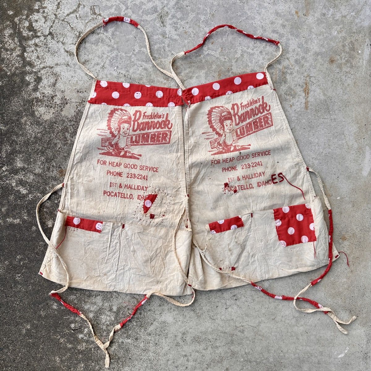 Vintage 60s Polka dot parchwork Lumber chieftain work apron Kapital Size ONE SIZE - 1 Thumbnail