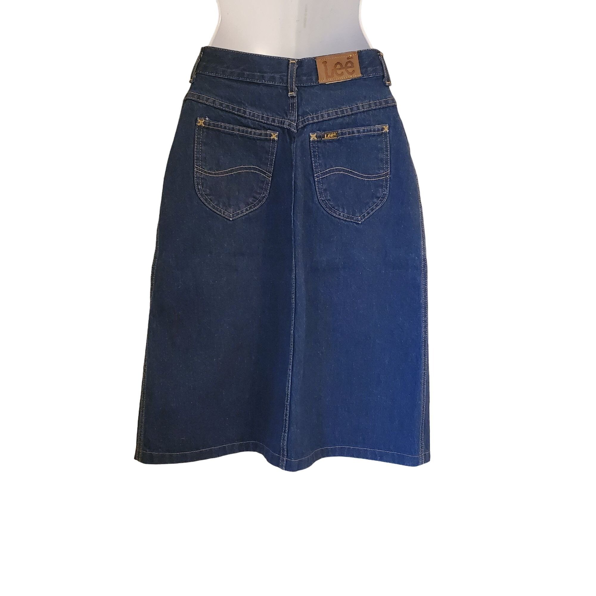 Lee Vintage Lee 5 Blue Jean Denim Skirt Front Slit High Waist Mo Size 26" / US 2 / IT 38 - 2 Thumbnail