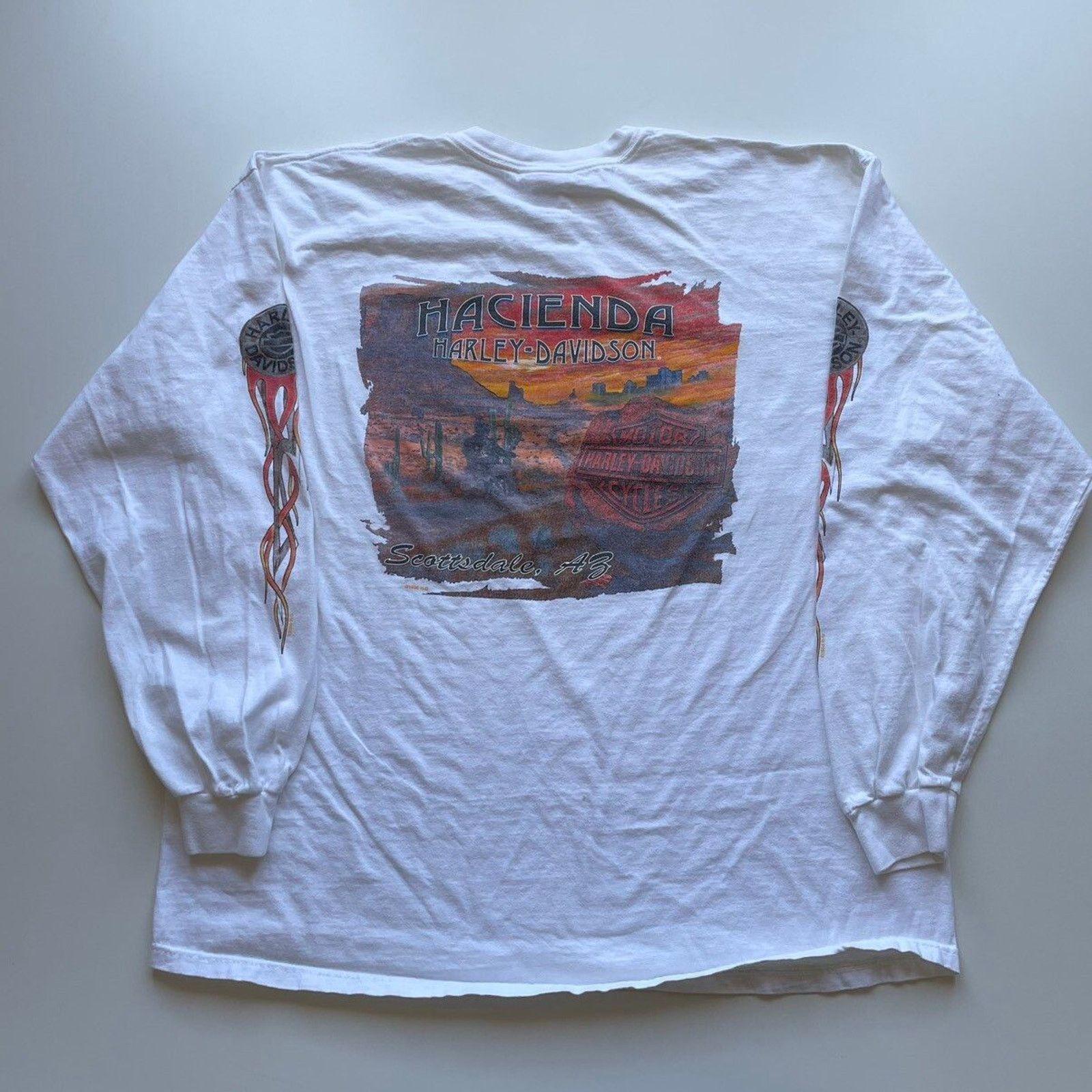 Hanes × Harley Davidson × Vintage Vintage Y2K Harley Davidson Flame Long Sleeve Shirt 2XL Rare Size US XXL / EU 58 / 5 - 3 Thumbnail