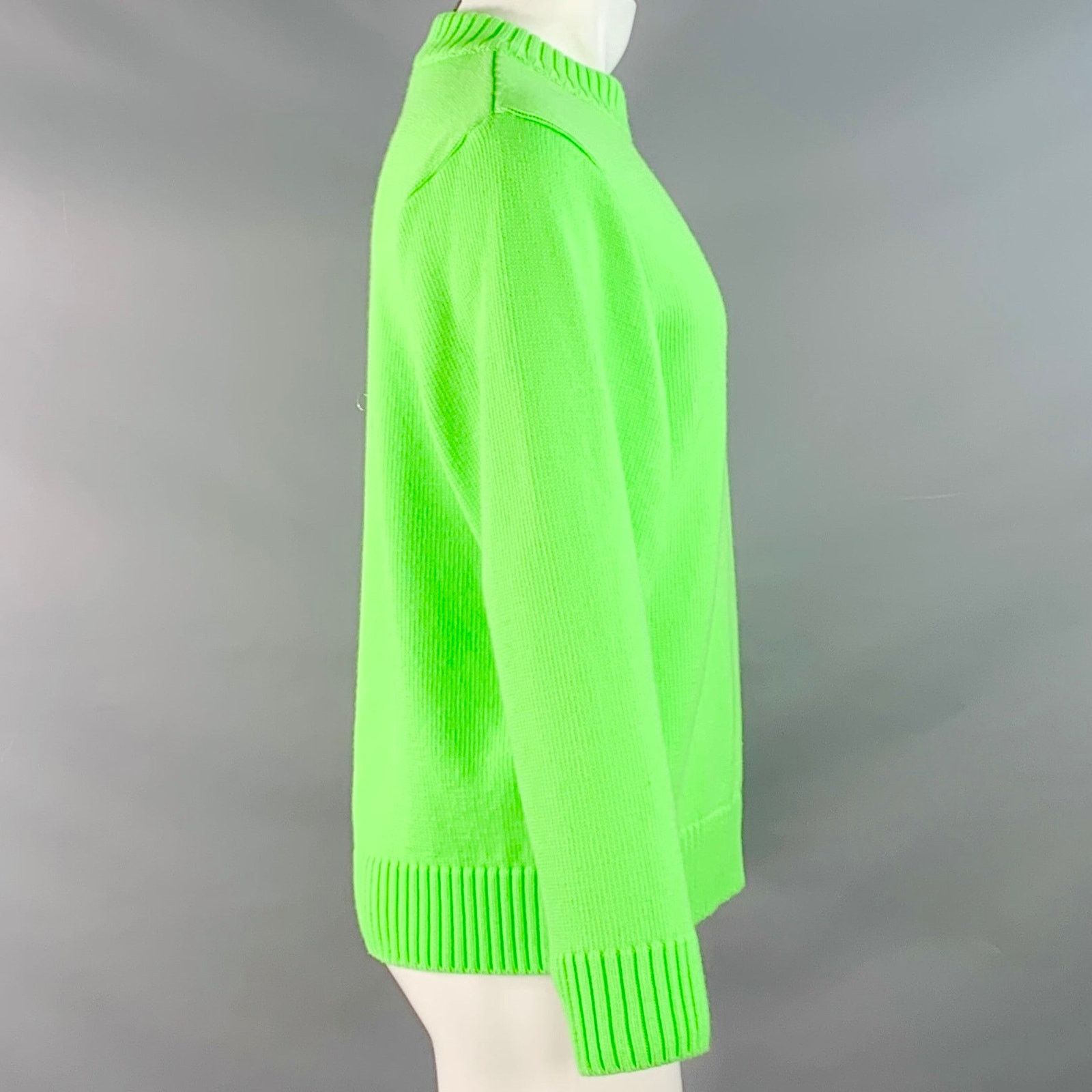 Robyn Lynch S Neon Green Merino Wool Cashmere Crew Neck Sweater Size US S / EU 44-46 / 1 - 2 Thumbnail
