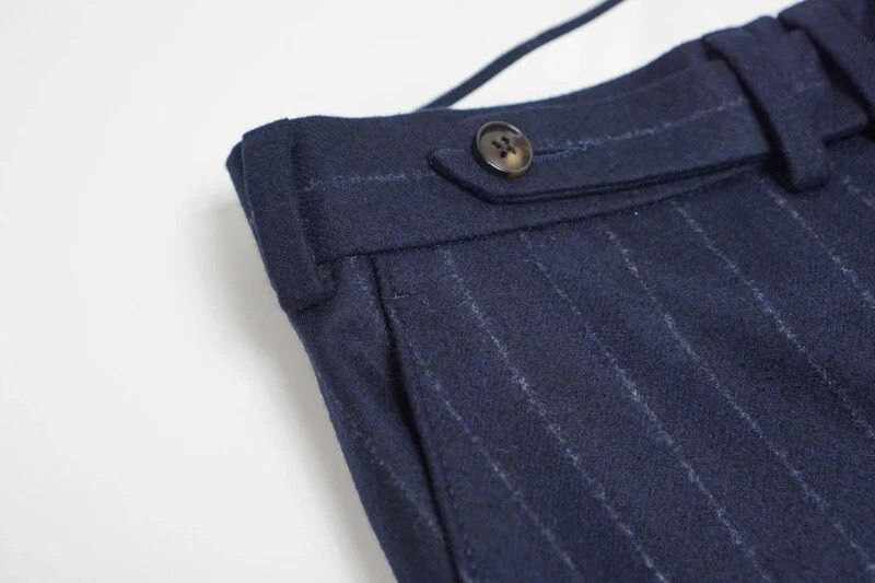 Suitsupply Men Suitsupply Blake Flat Front Trousers Navy Striped US38 Size 38R - 4 Thumbnail