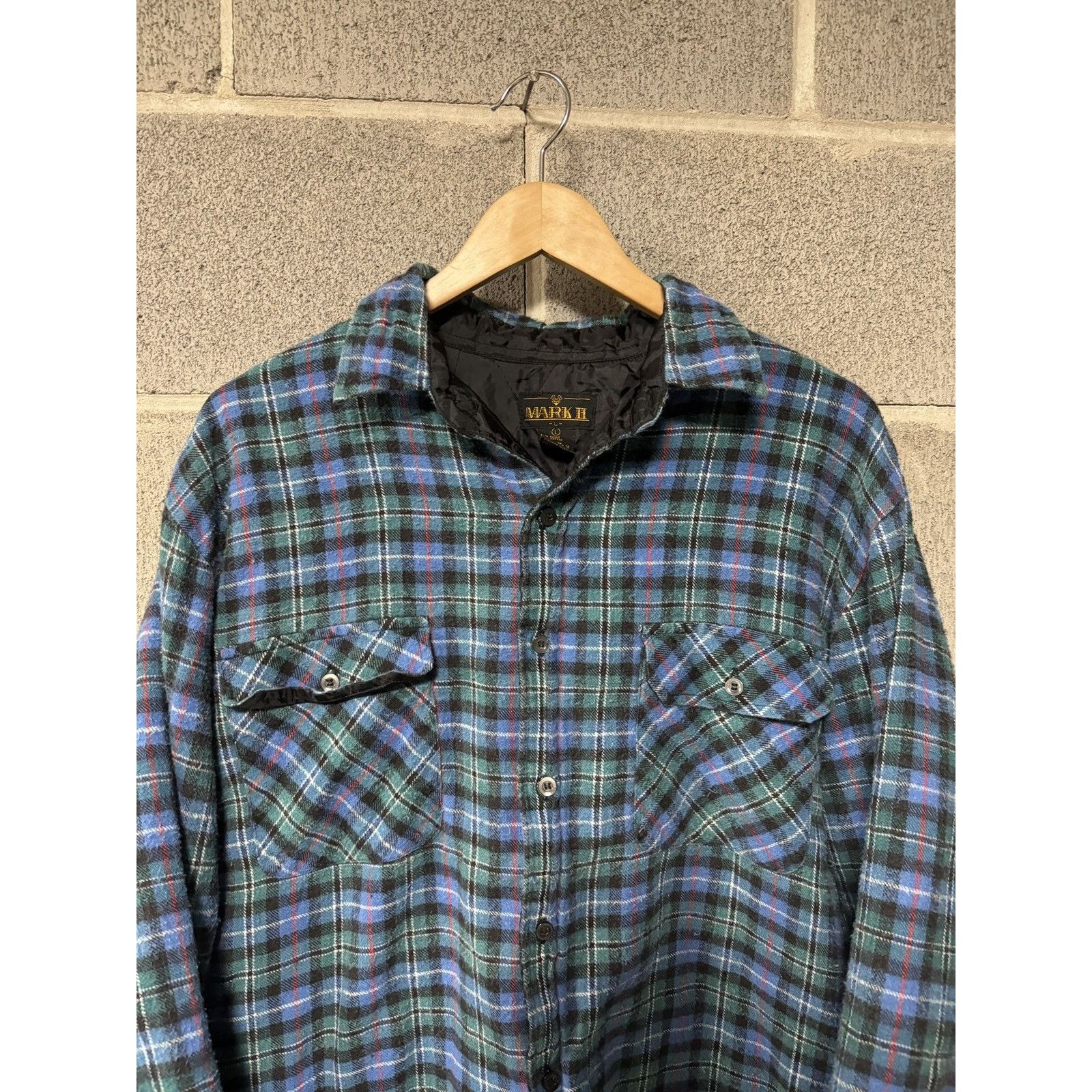 Vintage 90s Faded Blue Plaid Quilted Lined Skater Flannel ERD Grunge Size US L / EU 52-54 / 3 - 4 Thumbnail