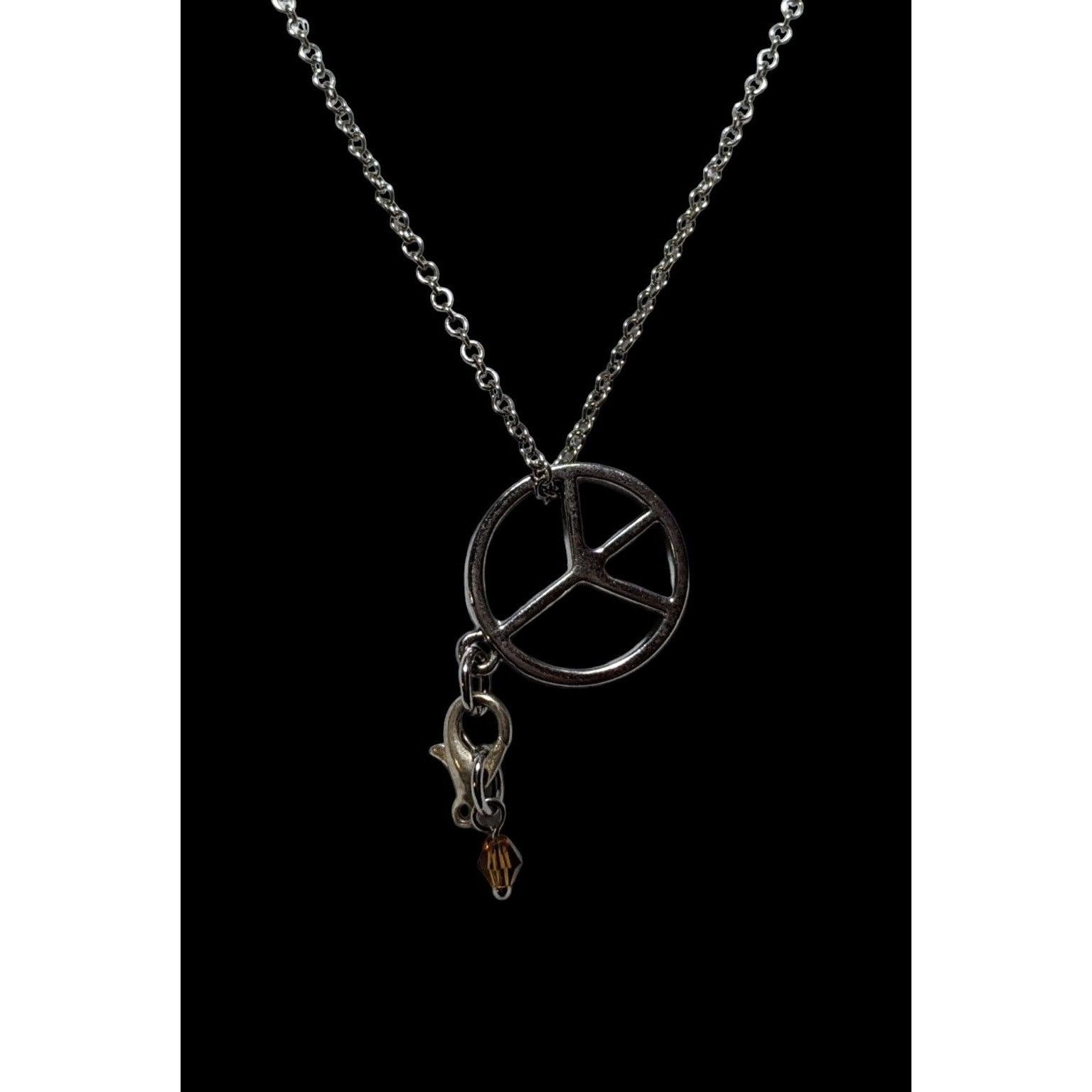 Other Silver Peace Sign Chain Charm Necklace Size ONE SIZE - 3 Thumbnail