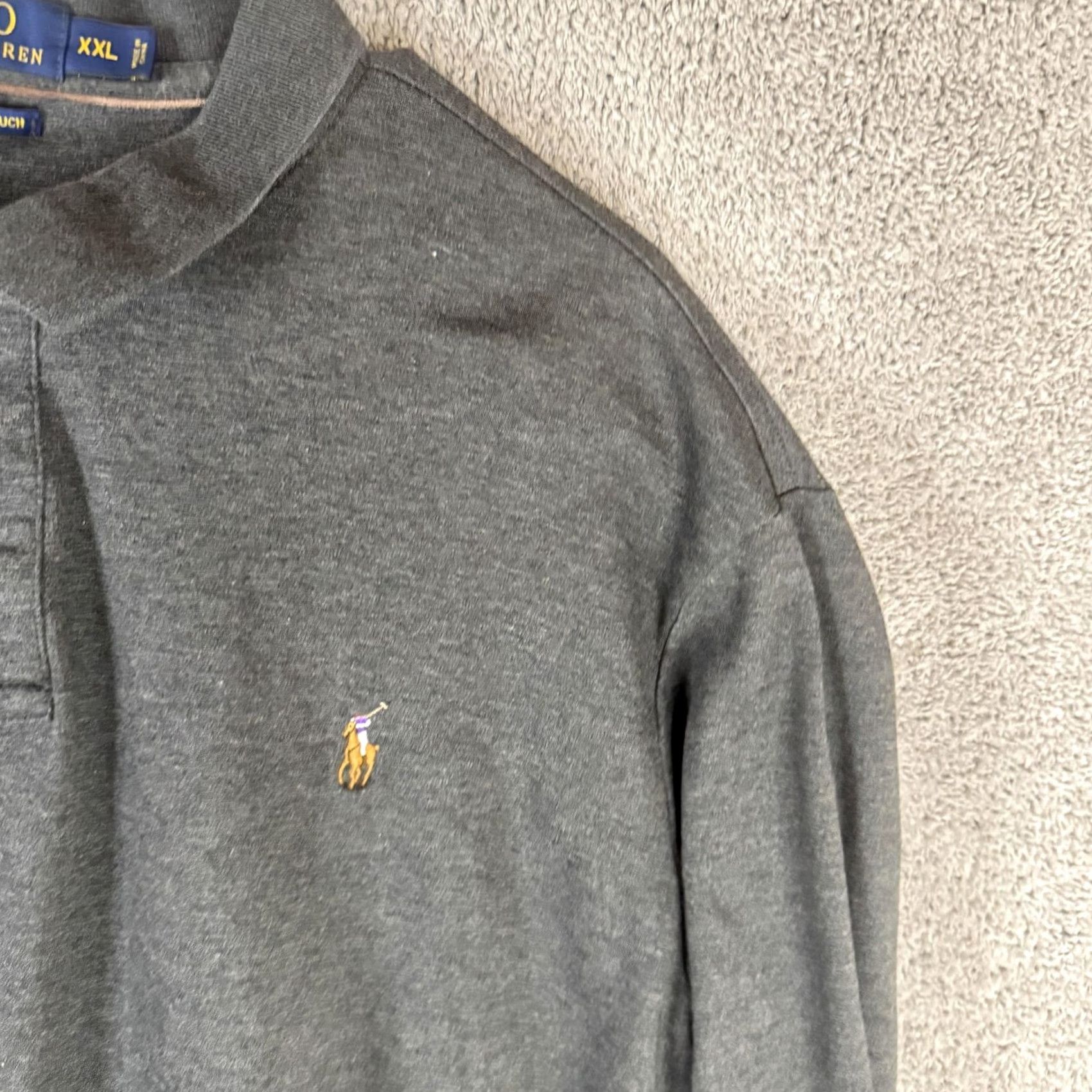 Polo Ralph Lauren Polo Ralph Lauren Polo Shirt Mens 2XL Gray Pima Soft Touch Long Sleeve Pony Logo Size US XXL / EU 58 / 5 - 4 Thumbnail