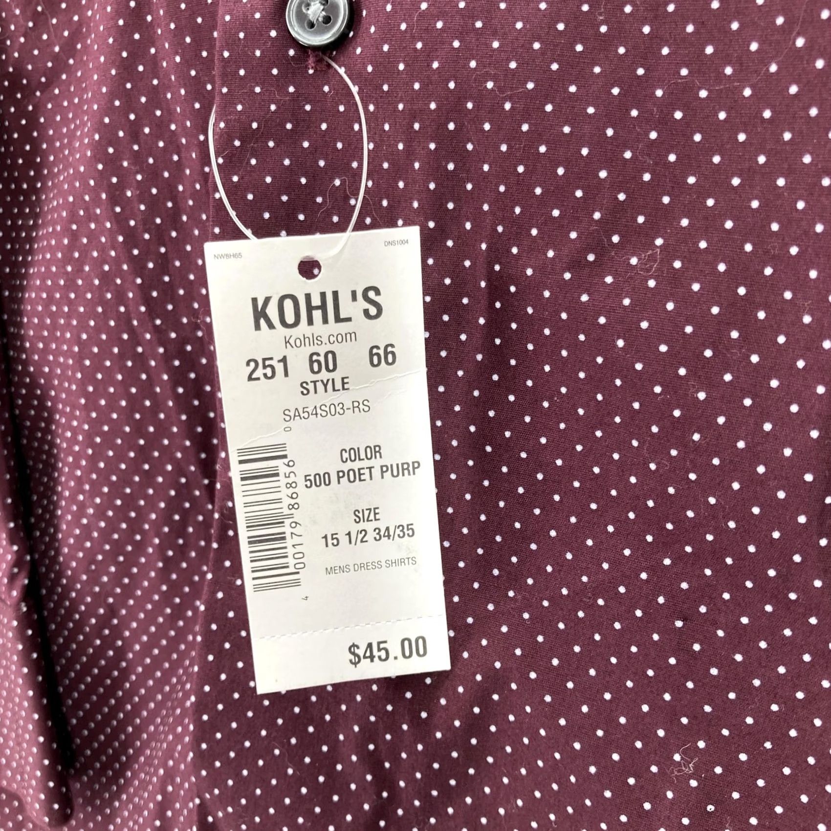 Apt. 9 APT 9 Shirt Mens 15.5 34/35 Poet Purple Polka Dot Slim Fit Stretch Dress Shirt NWT Size US L / EU 52-54 / 3 - 5 Thumbnail