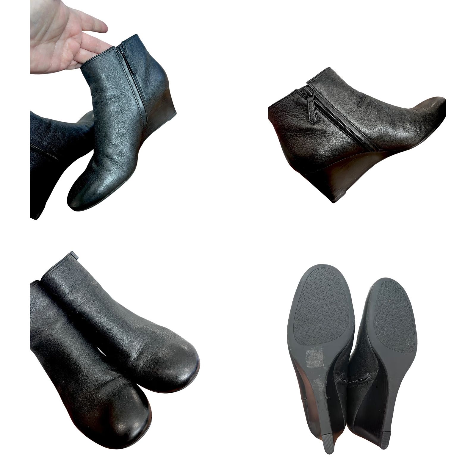 Tory Burch Tory Burch Brooke Black Ankle Wedge Boots Woman Size 9 EUC Pebbled Leather Leather M" Size US 9 / IT 39 - 9 Thumbnail