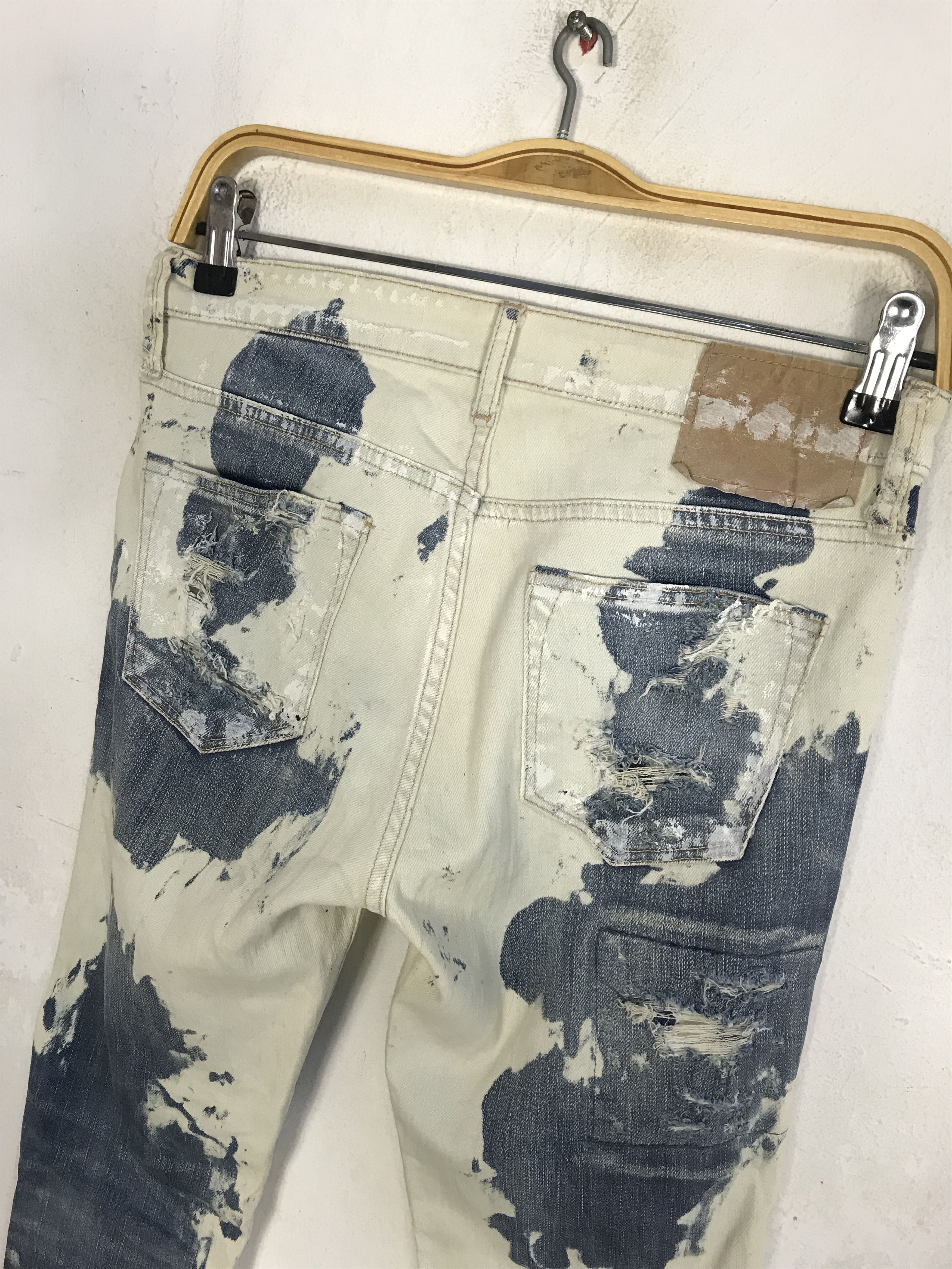 Japanese Brand Raison De Realitas Acid Wash Denim Indigo Pant Size US 26 / EU 42 - 4 Thumbnail