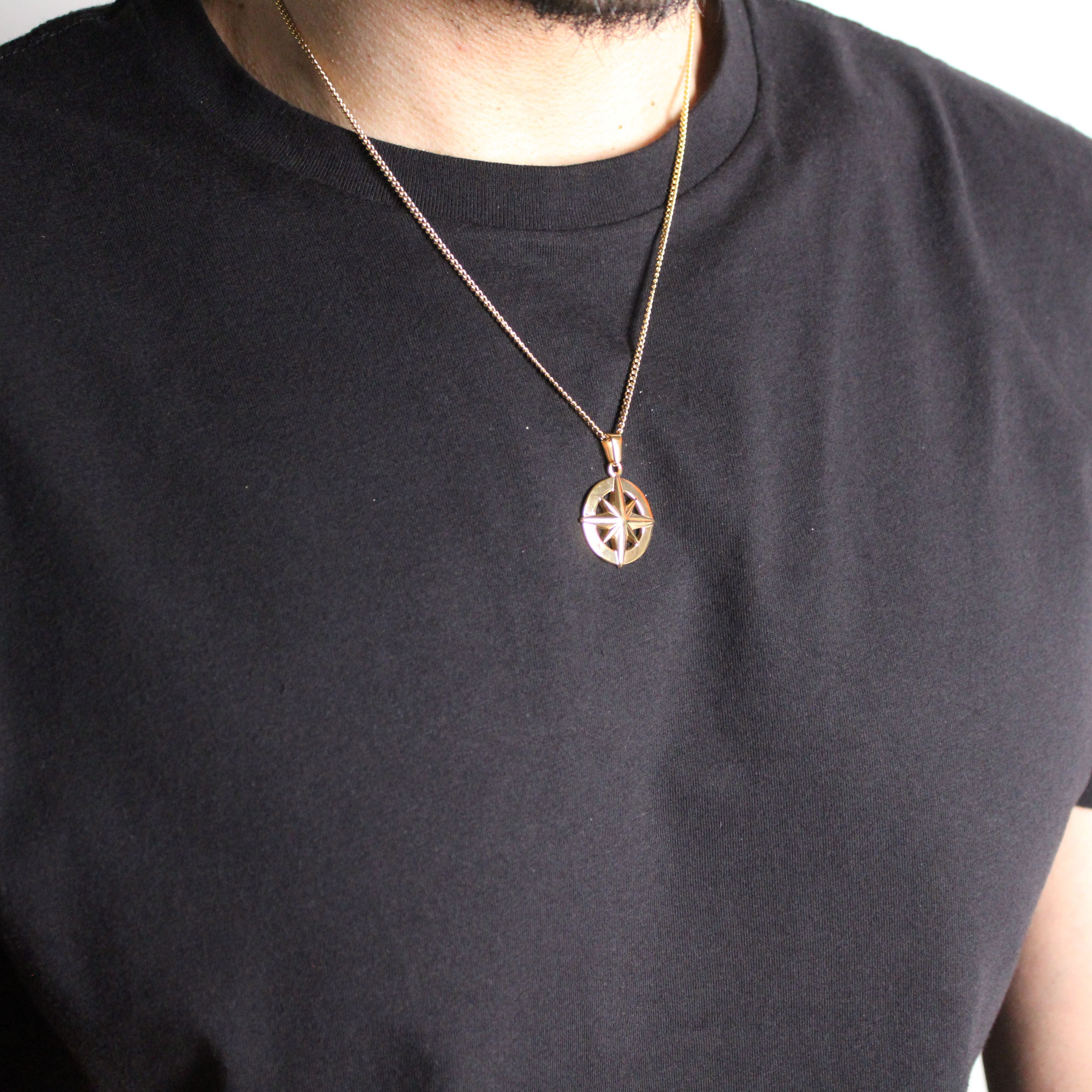 Jewelry Gold Compass Pendant Chain Necklace Size ONE SIZE - 5 Thumbnail