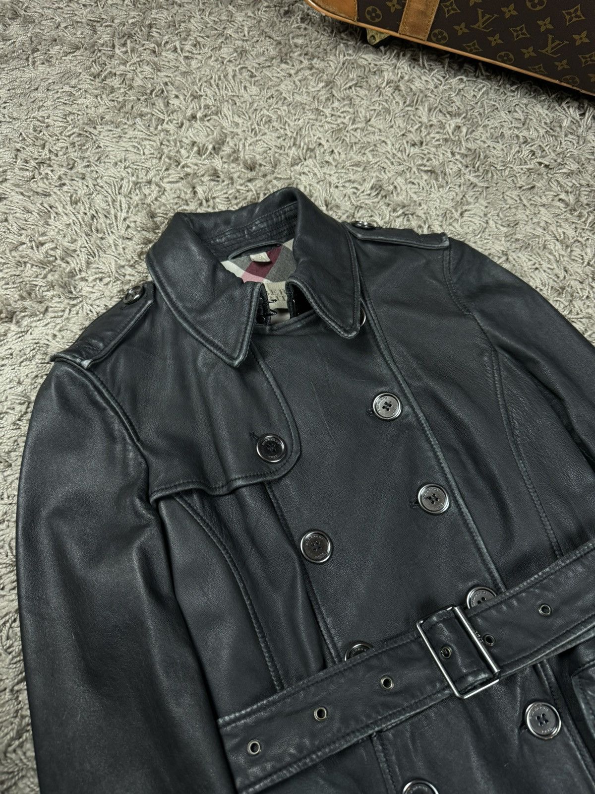 Burberry Leather trench coat Burberry original luxury streetwear item Size S / US 4 / IT 40 - 2 Thumbnail
