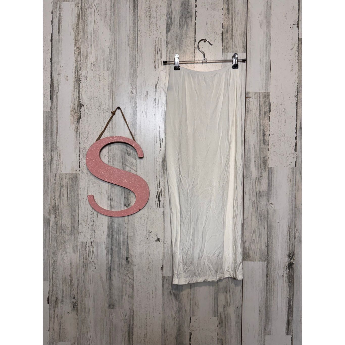 Other White Ruched Maxi Skirt Size Small Stretch Bodycon Drawstring Detail Size 26" / US 2 / IT 38 - 4 Thumbnail