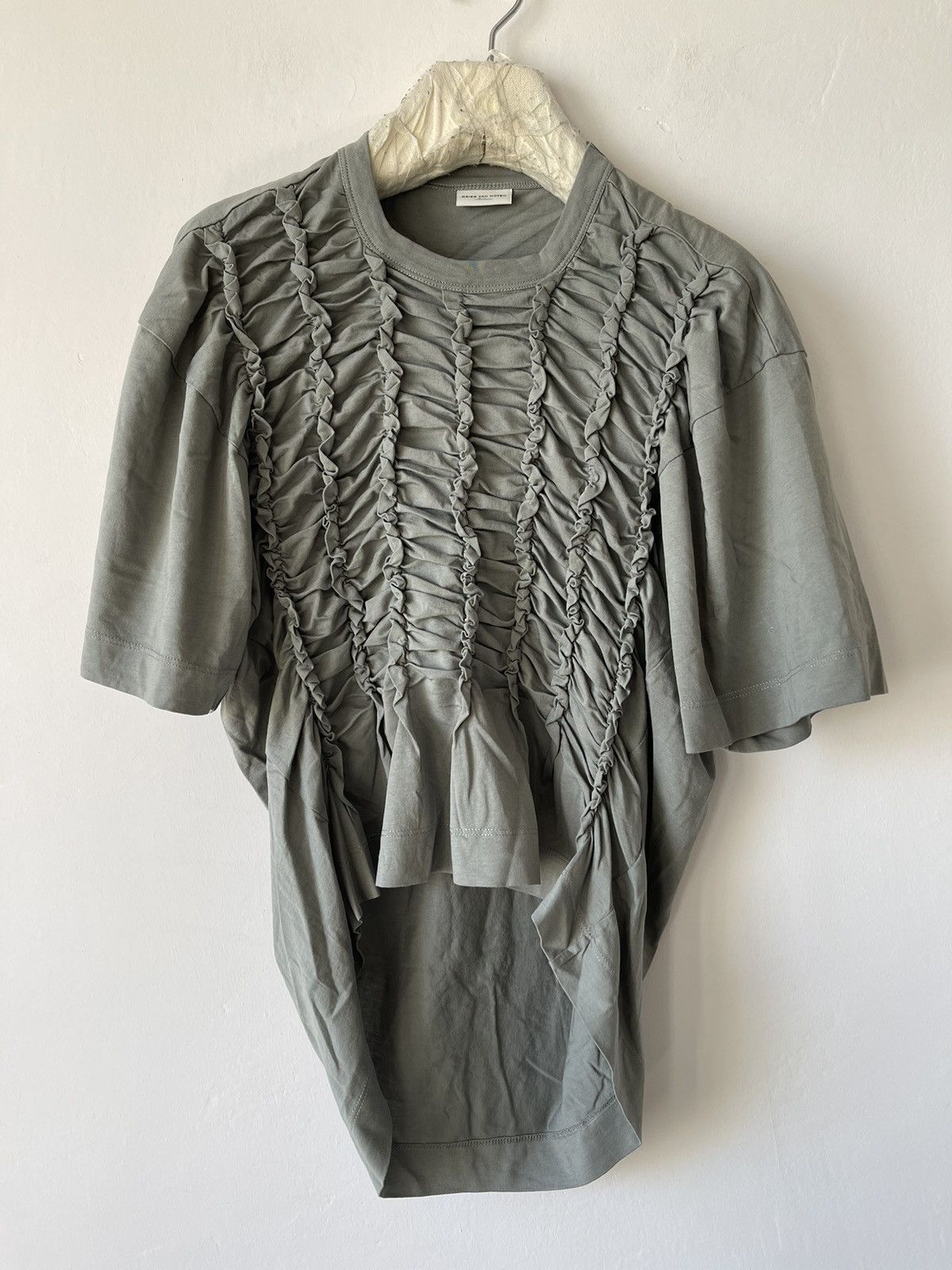 Dries Van Noten Ruched Cotton-Jersey T-Shirt Size M / US 6-8 / IT 42-44 - 2 Thumbnail