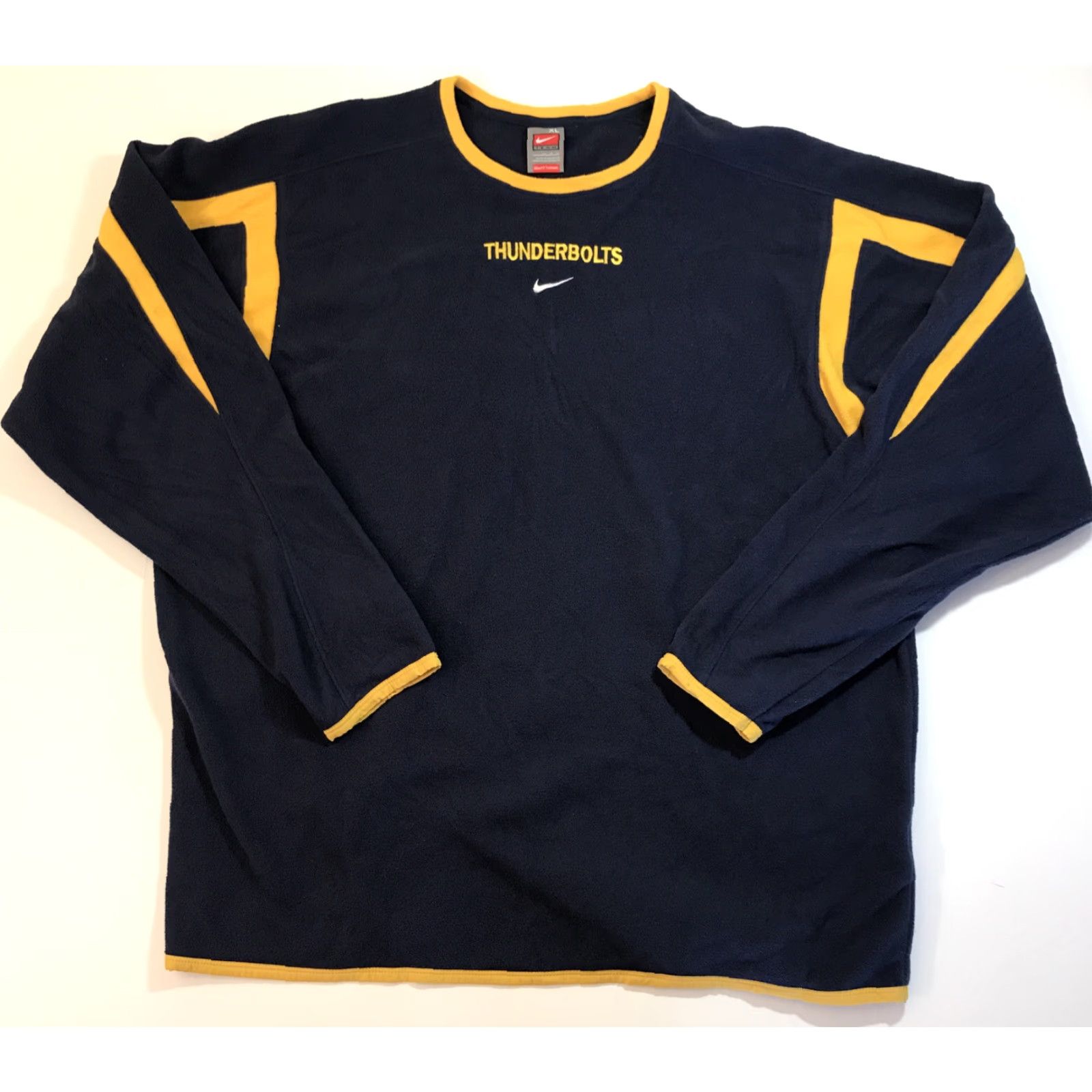 Nike VINTAGE Nike Mens Center Swoosh Fleece Long Sleeve Shirt XL Blue Size US XL / EU 56 / 4 - 2 Thumbnail