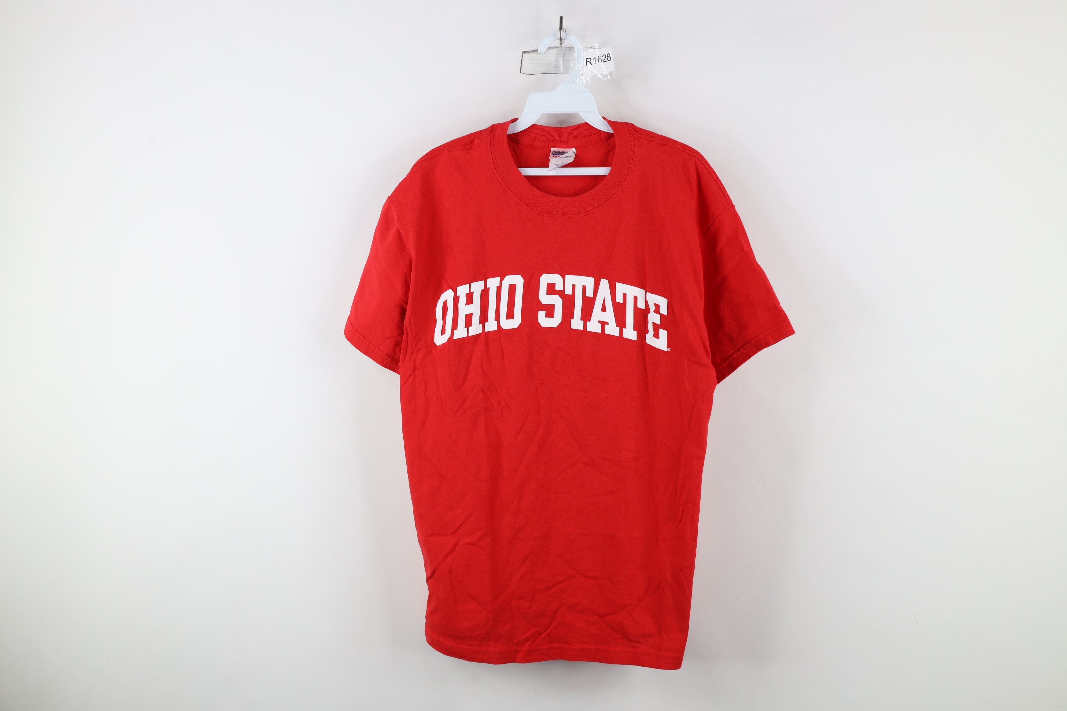 Vintage Vintage 90s Block Letter Ohio State University T-Shirt Red Size US L / EU 52-54 / 3 - 1 Thumbnail