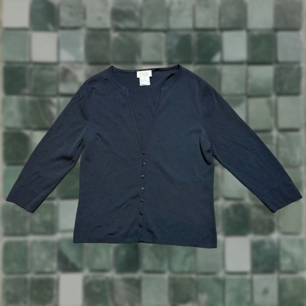 Talbots TALBOTS Cardigan Sweater Button-Up Black Rayon Blend Womens Large Jacket Knit Long Sleeve Regular Fit Size L / US 10 / IT 46 - 1 Thumbnail