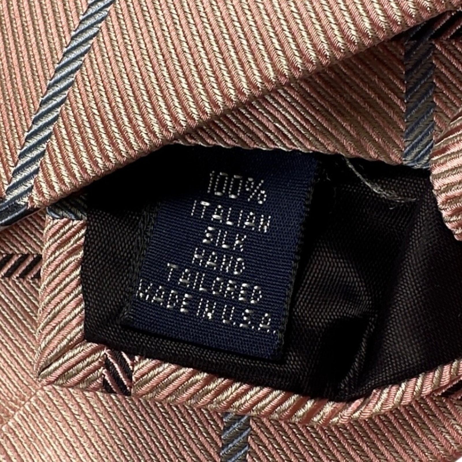 Paul Fredrick Paul Fredrick Italian Silk Tie Pinkish Tan Blue Plaid NWT Size ONE SIZE - 5 Thumbnail
