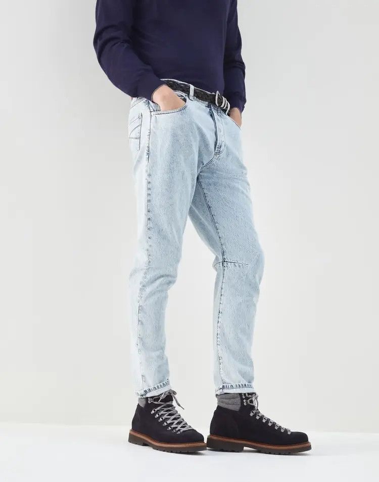 Brunello Cucinelli o1la1rc1a0325 Denim pants in Open Blue Size US 34 / EU 50 - 1 Preview