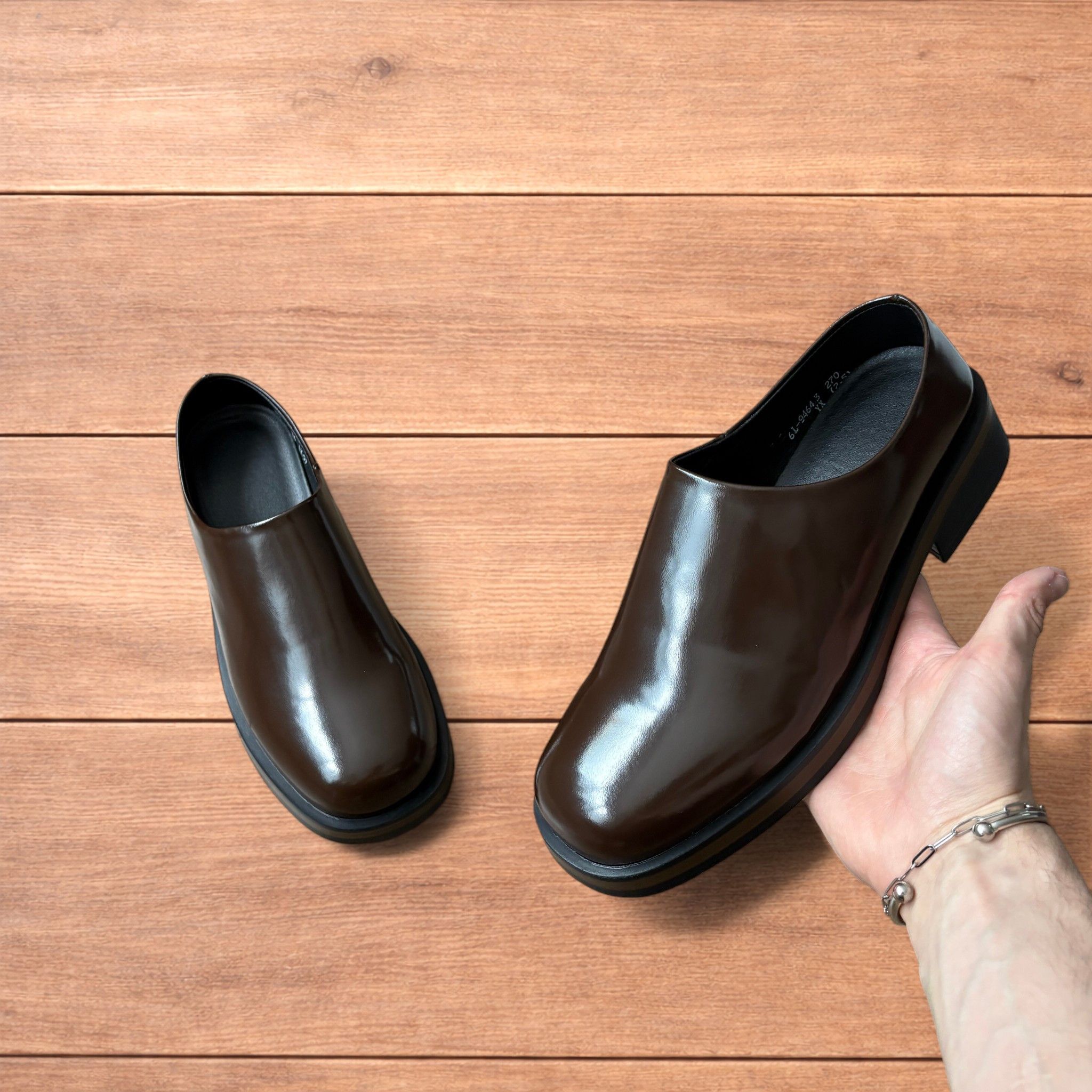 Japanese Brand Lovely faux leather slip on loafers shoes in brown. Size US 11 / EU 44 - 1 Thumbnail