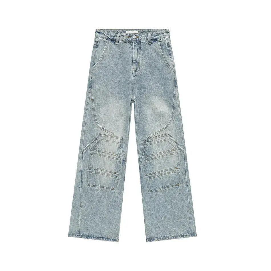 Japanese Brand Retro patchwork straight leg jeans Size US 32 / EU 48 - 5 Thumbnail