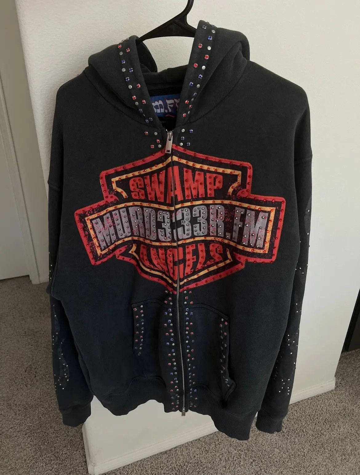Streetwear × murd333r.fm Murd333r.fm Chopper Zip Up Hoodie