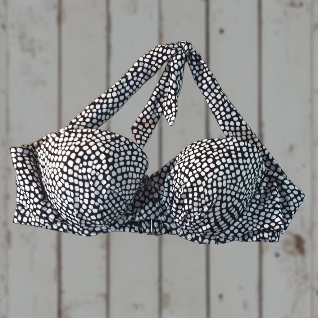 Bell Fiore Black/White Polka Dot Padded Halter Bikini Top Womens Size 34C Classic Size XXS / US 00 / IT 34 - 1 Thumbnail