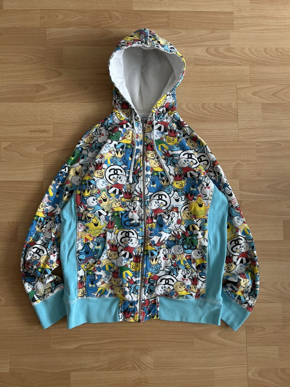 STUSSY X HEADZ all over print animated cartoon hoodie