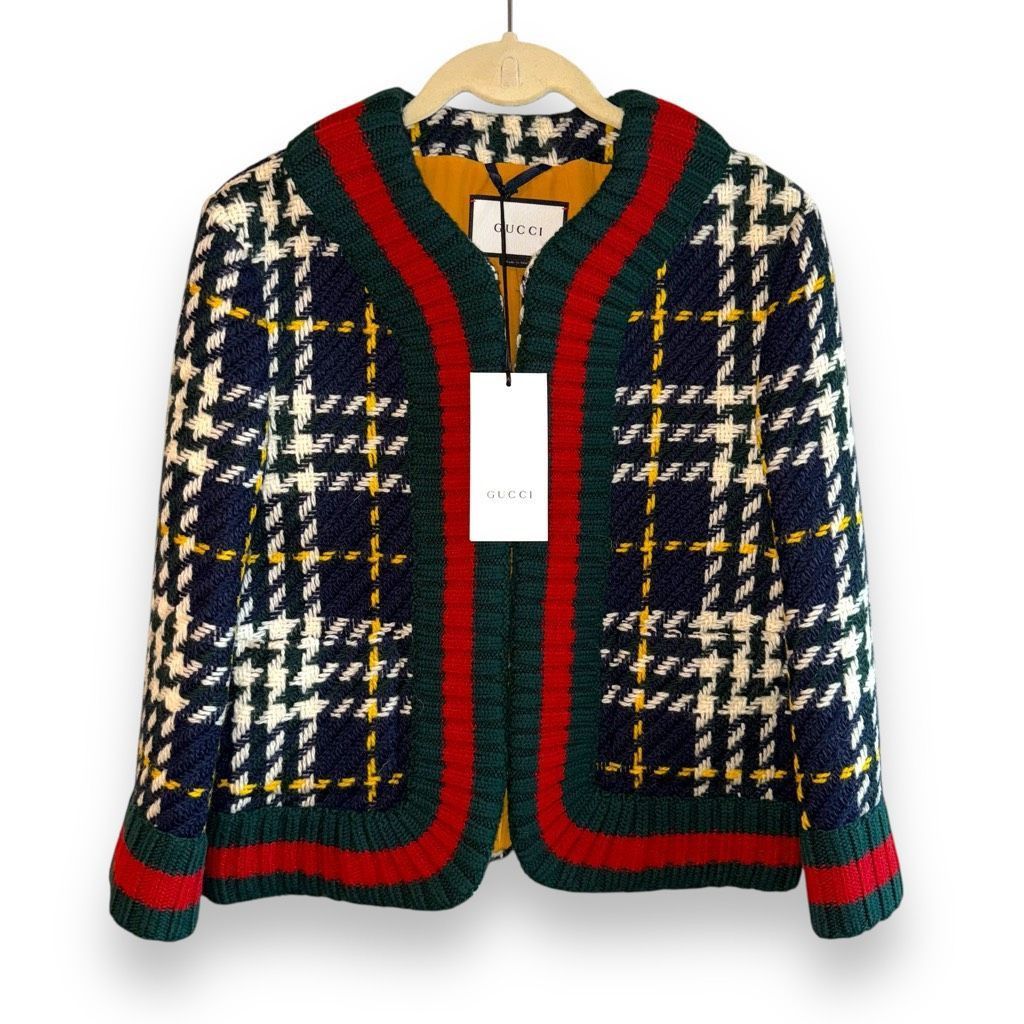 NWT Gucci Women’s Nuit/Nectarine Snap Wool Cardigan Sweater Sz 46 Large