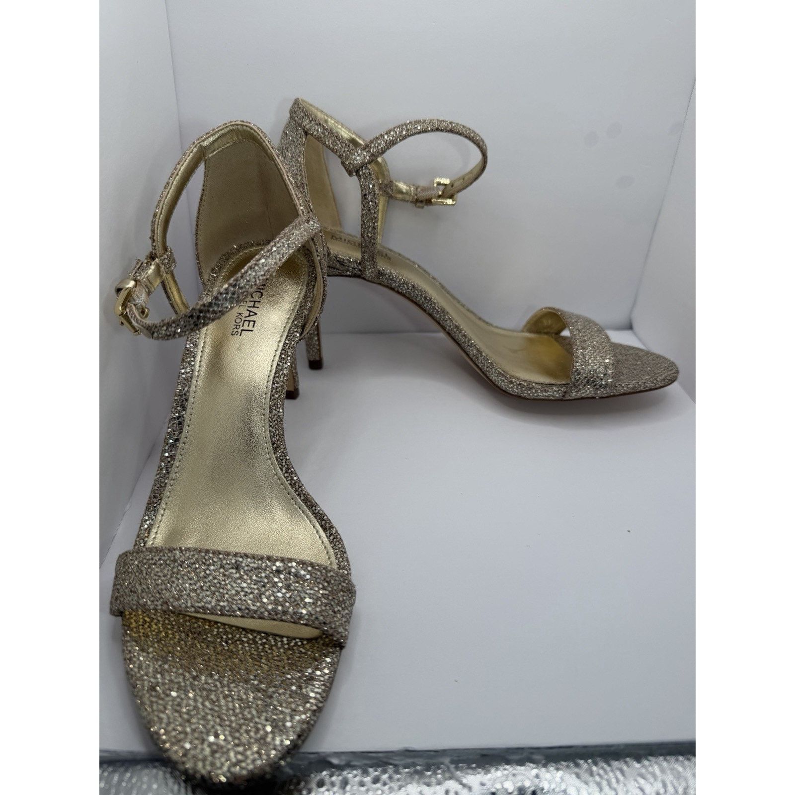Michael Kors Michael Kors Gold Glitter Strappy Stiletto Heels Women's 6 Size US 6 / IT 36 - 3 Thumbnail