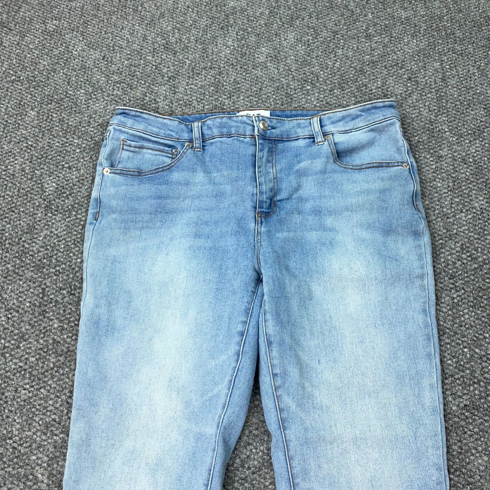 Vintage Oat New York Jeans Womens Size 32 Blue Mid Rise Skinny Stretch Faded Light Wash Size 35" - 2 Thumbnail