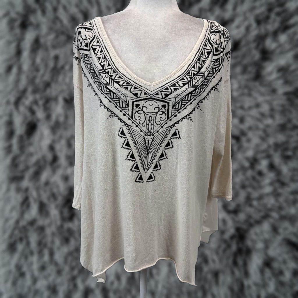 Vintage We The Free People V Neck Tribal Mens Medium Extra Large XL Boxy Tshirt Size M / US 6-8 / IT 42-44 - 1 Thumbnail