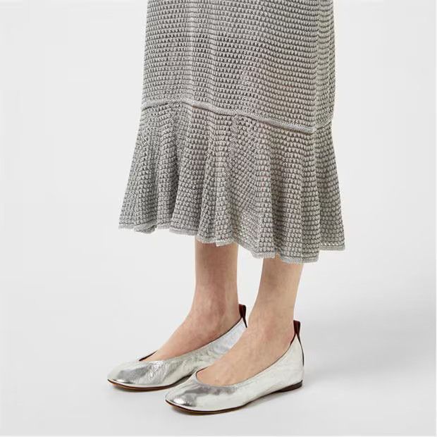 Lanvin o1g2r1mq1024 Leather Ballet Flats in Silver & Brown Size US 9 / IT 39 - 5 Thumbnail