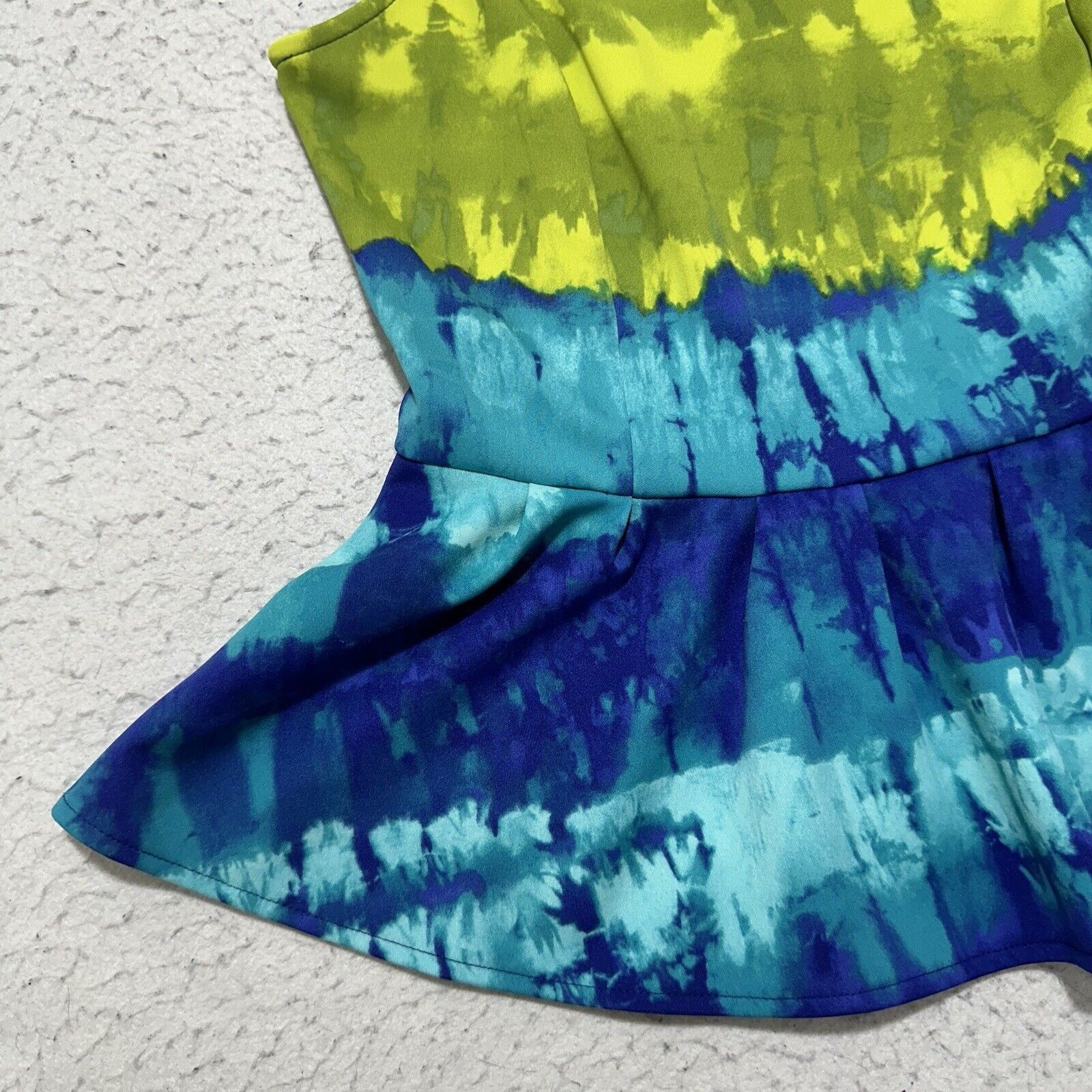 Worthington Worthington Medium Green Blue Tie Dye Peplum Blouse Size M / US 6-8 / IT 42-44 - 6 Thumbnail