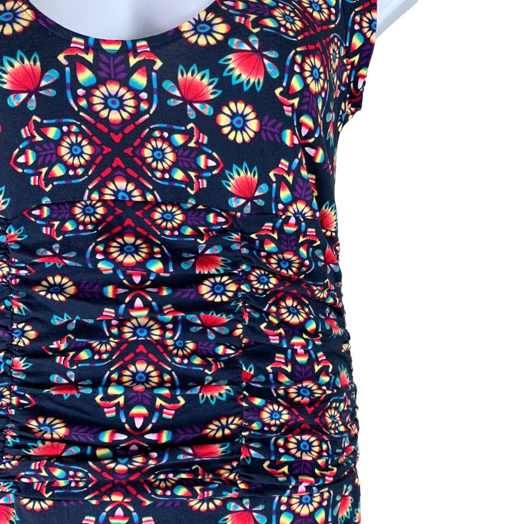 VINTAGE Free People Dress Sleeveless Short Bodycon Floral Tie Dye  Multicolor Women Large
