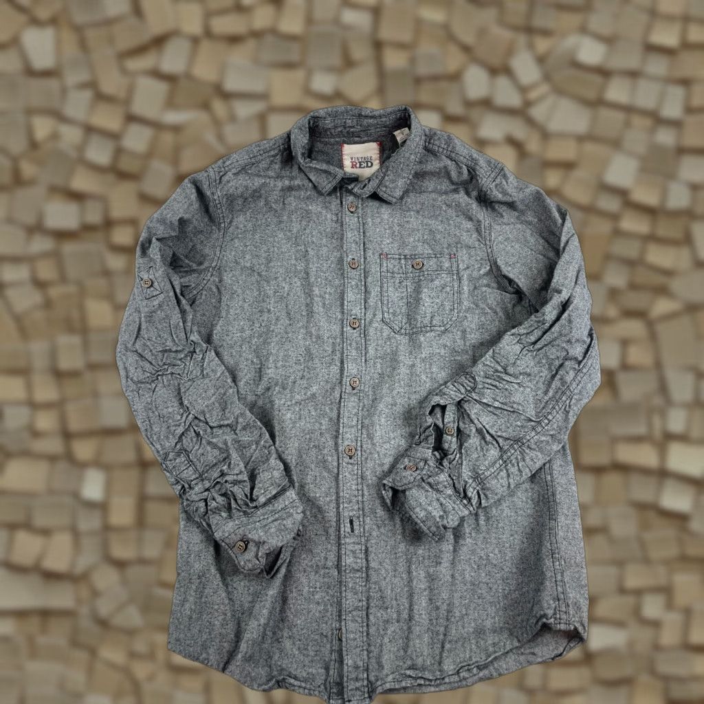 Vintage VINTAGE Red Shirt Mens S Gray Chambray Button-Up Long Sleeve Collared Shirt Size US S / EU 44-46 / 1 - 1 Thumbnail