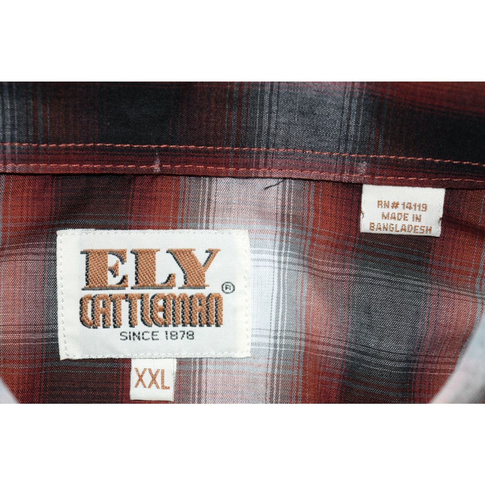 Vintage VINTAGE ELY CATTLEMAN Men's Long Sleeve Red Black Plaid Western Shirt XXL 18 1/2 18 1/2 Size US XXL / EU 58 / 5 - 5 Thumbnail