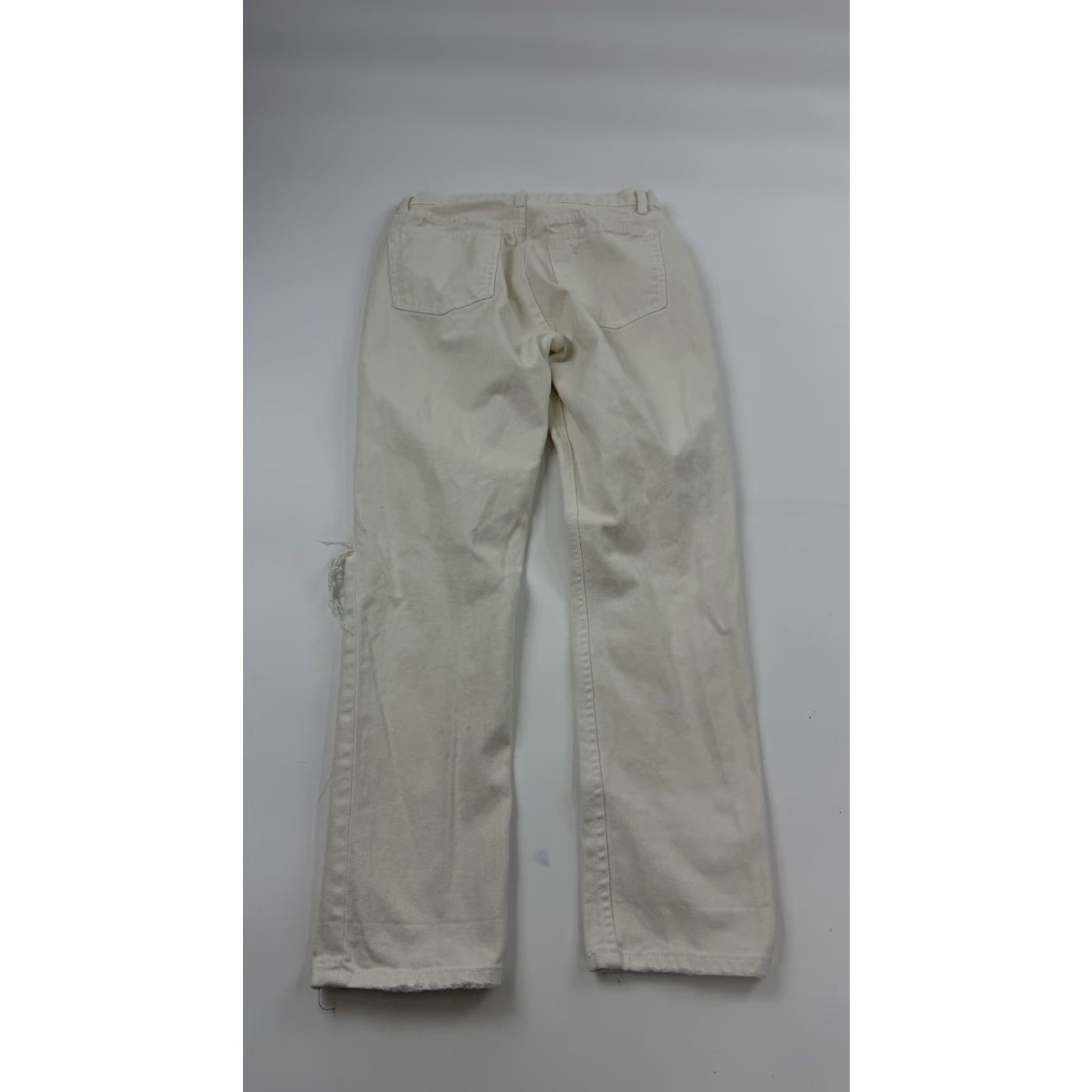Reformation Reformation Jeans Women's 28 Straight Distressed Ripped Knee Ivory Made in USA Size 28" / US 6 / IT 42 - 7 Thumbnail