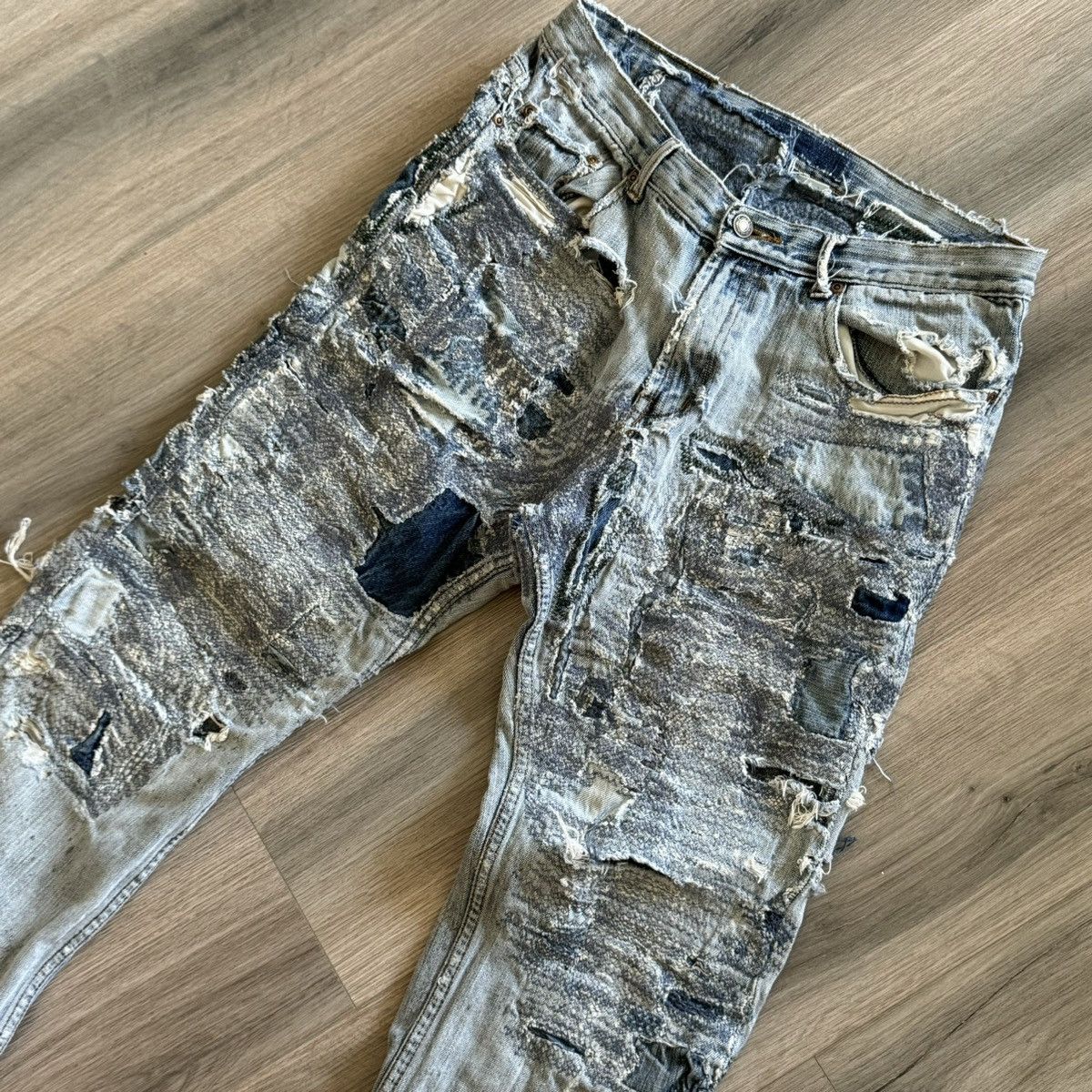 Japanese Brand × Vintage Custom reworked denim patched jeans Size US 30 / EU 46 - 2 Thumbnail