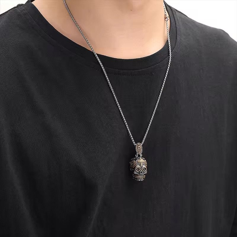 Jewelry Gothic Cross Skull Madonna Statue Pendant Necklace Size ONE SIZE - 3 Thumbnail