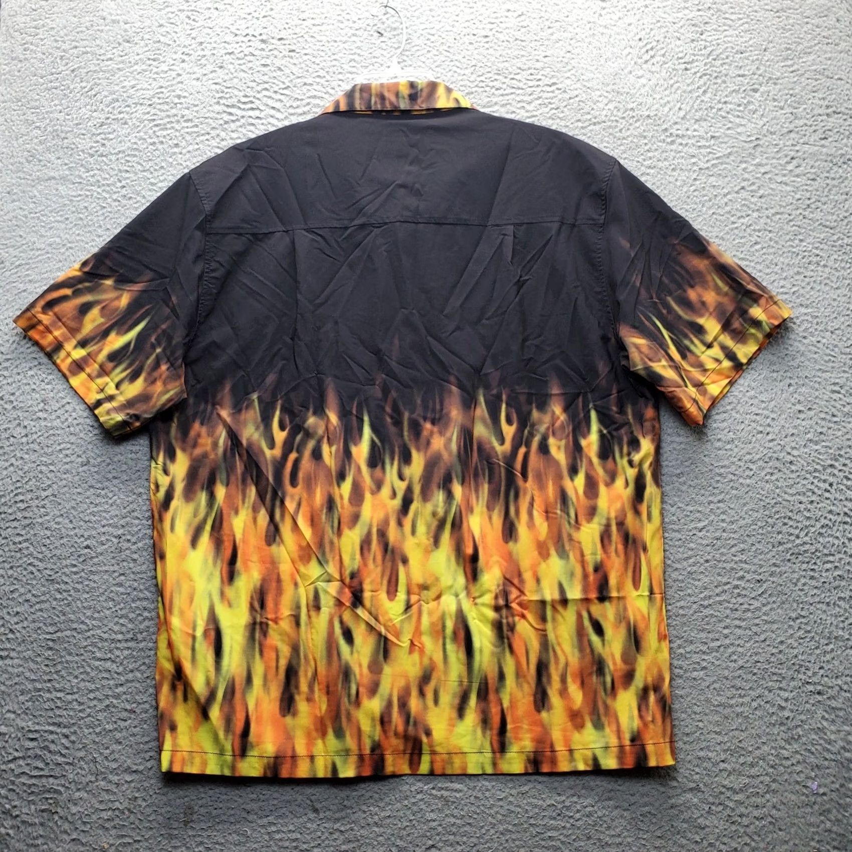 Vintage Benny's Flames Mens XL Multi Stretch Short Sleeve Collar Button-Up Shirt Size US XL / EU 56 / 4 - 2 Thumbnail