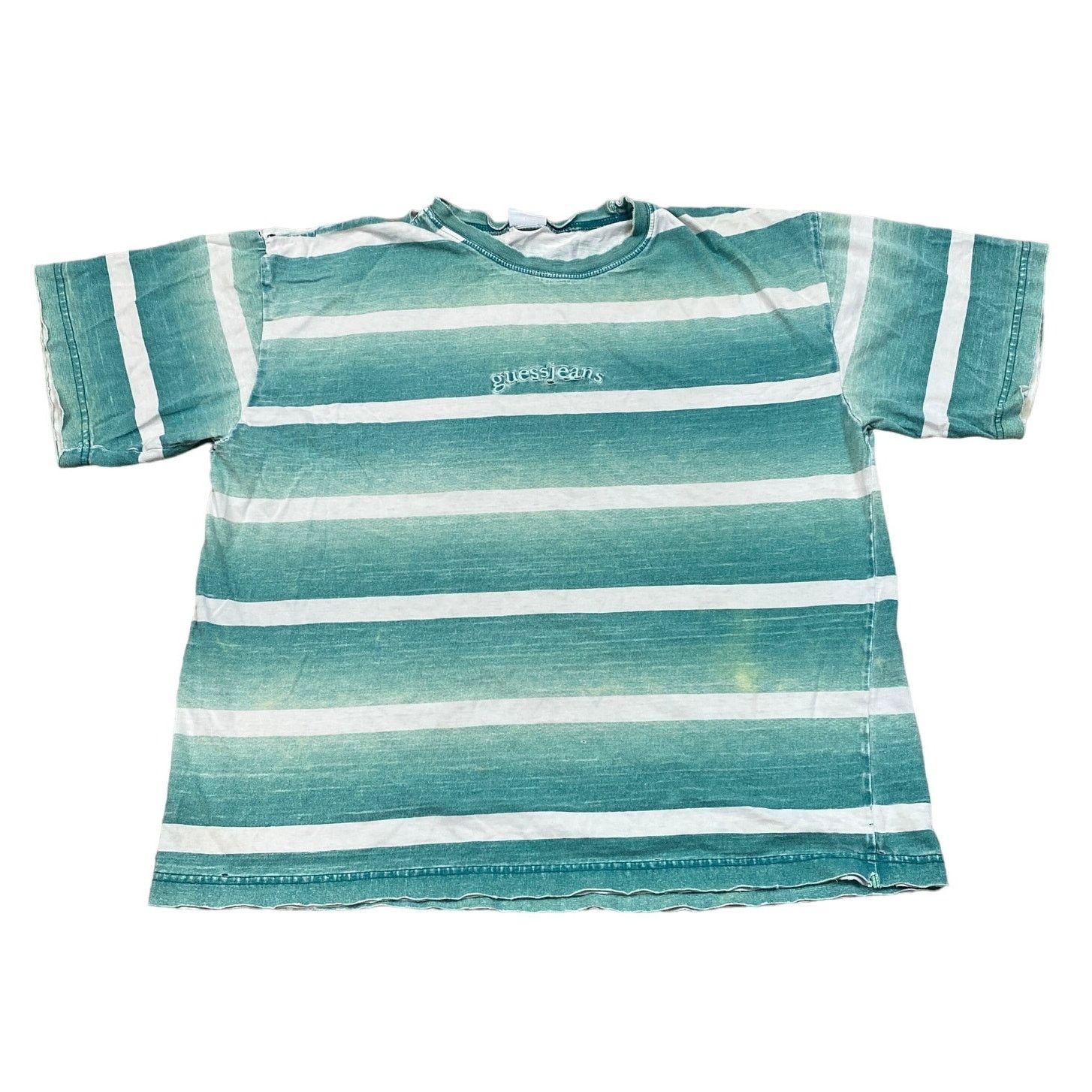 Guess × Vintage VTG 90s Guess Jeans Boxy Striped Tee Shirt Large Y2K Grunge Size US L / EU 52-54 / 3 - 1 Thumbnail