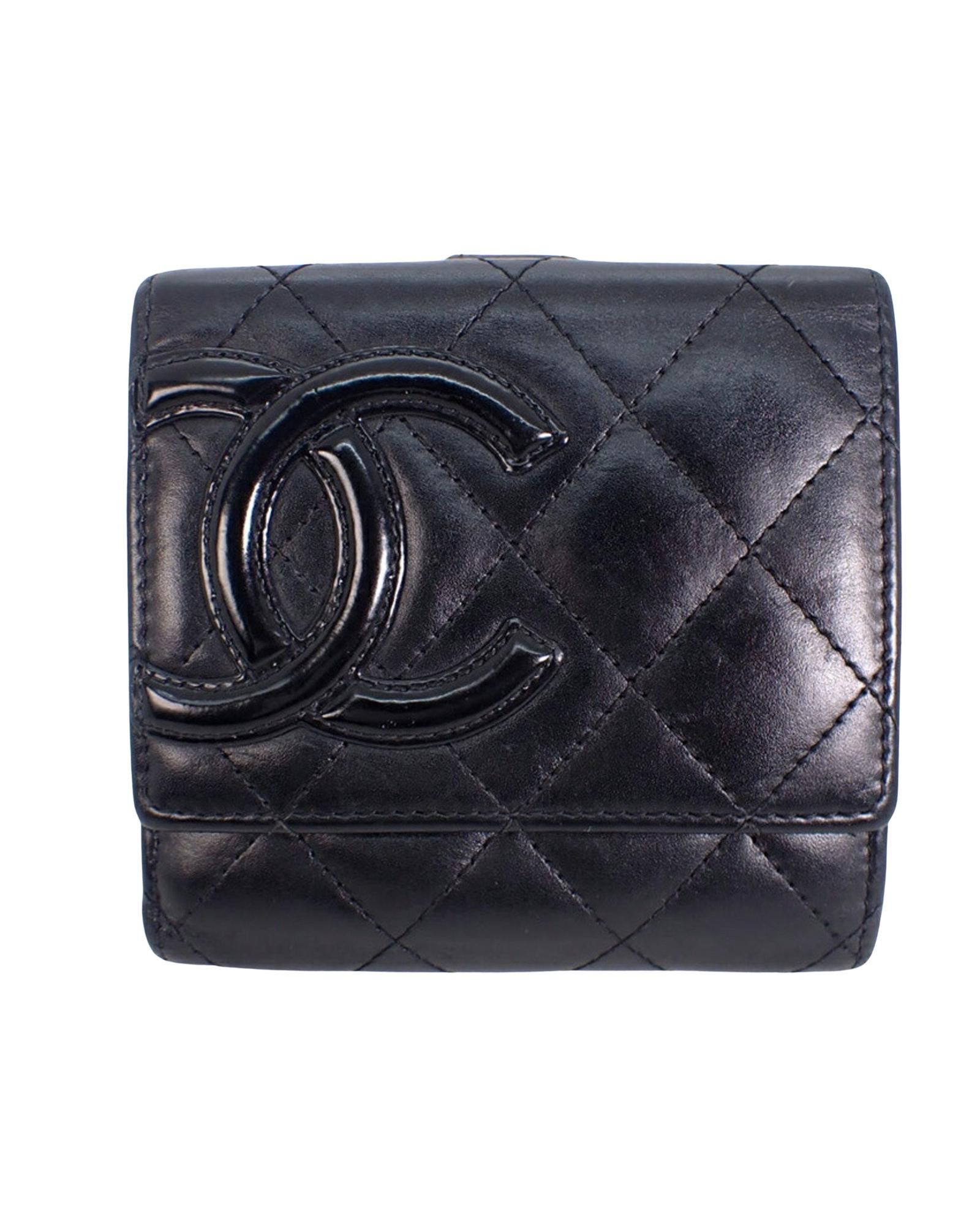 image of Chanel Black Leather Bi-Fold Wallet, Women's
