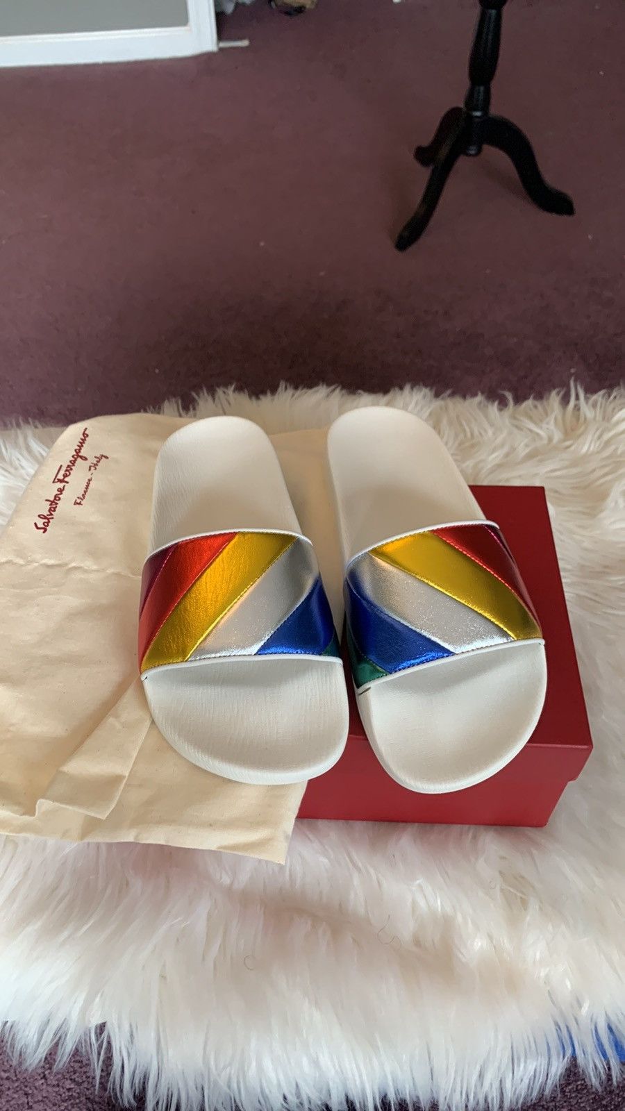 Salvatore Ferragamo 🌈 Salvatore Ferragamo Rainbow Pool Slide Sandals $395 value Size US 7 / IT 37 - 2 Thumbnail