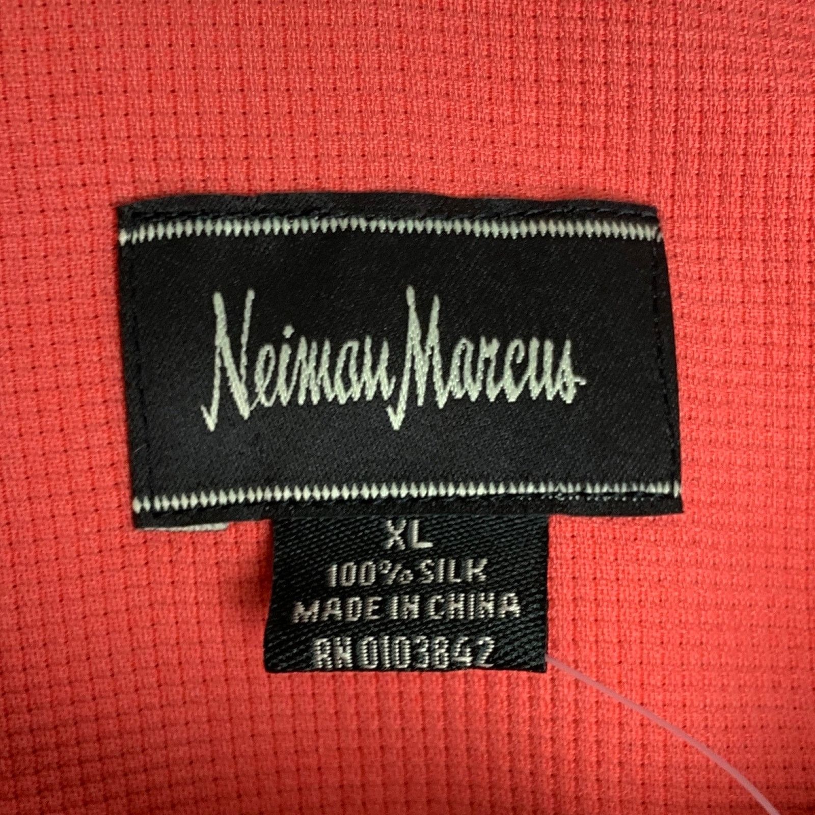 Neiman Marcus NEIMAN MARCUS Salmon Solid Silk Button Up Short Sleeve Shirt Size US XL / EU 56 / 4 - 4 Thumbnail