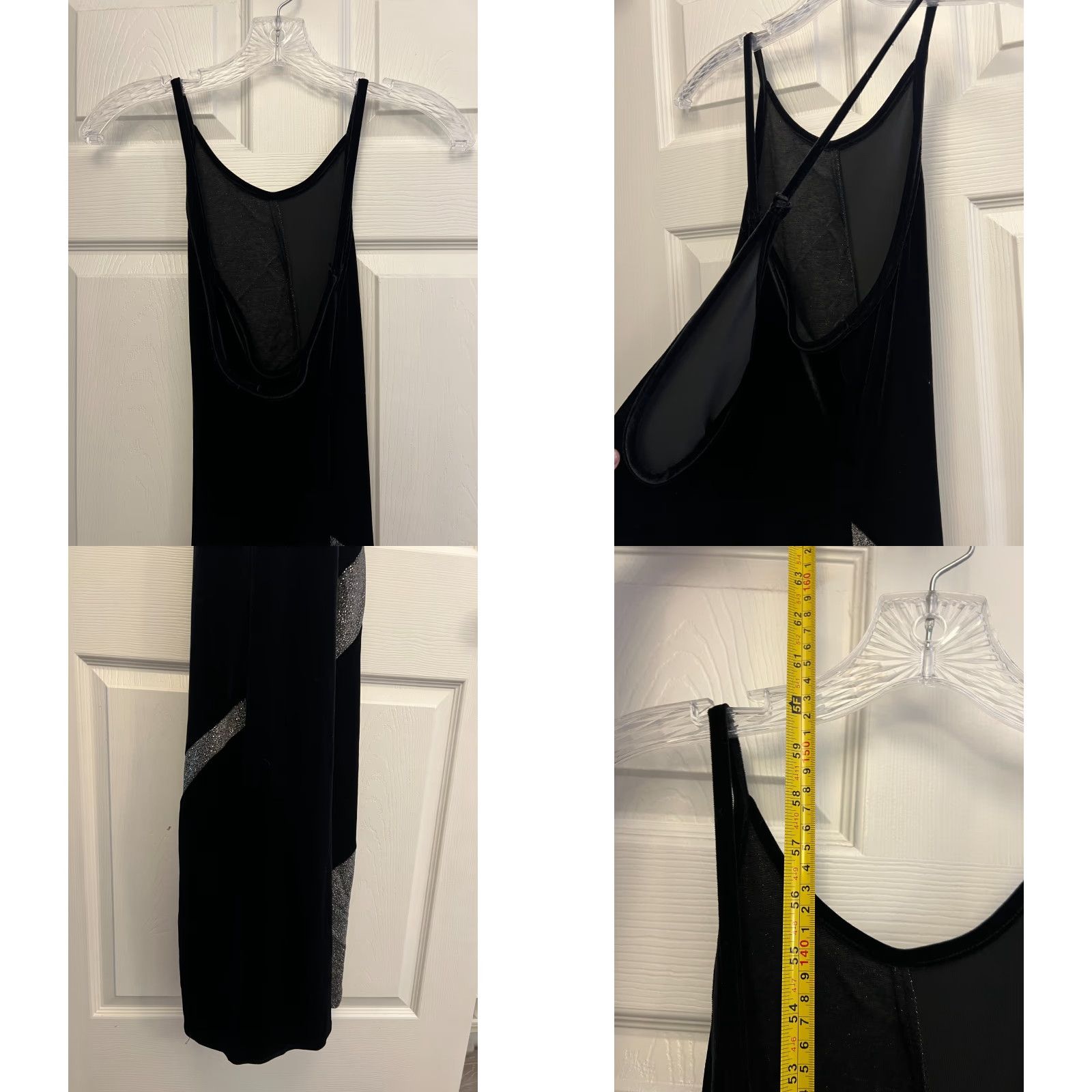 Vintage Jump By Wendy Chaitin Maxi Evening Dress Black Glitter Crossback Size 9/10 Womens/Mens? Size M / US 6-8 / IT 42-44 - 8 Thumbnail